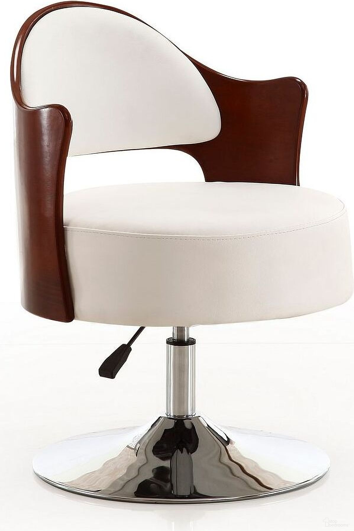 The appearance of Bopper Adjustable Height Swivel Accent Chair in White and Polished Chrome designed by Manhattan Comfort in the modern / contemporary interior design. This white piece of furniture was selected by 1StopBedrooms from Bopper Collection to add a touch of cosiness and style into your home. Sku: AC033-WH. Material: Metal.