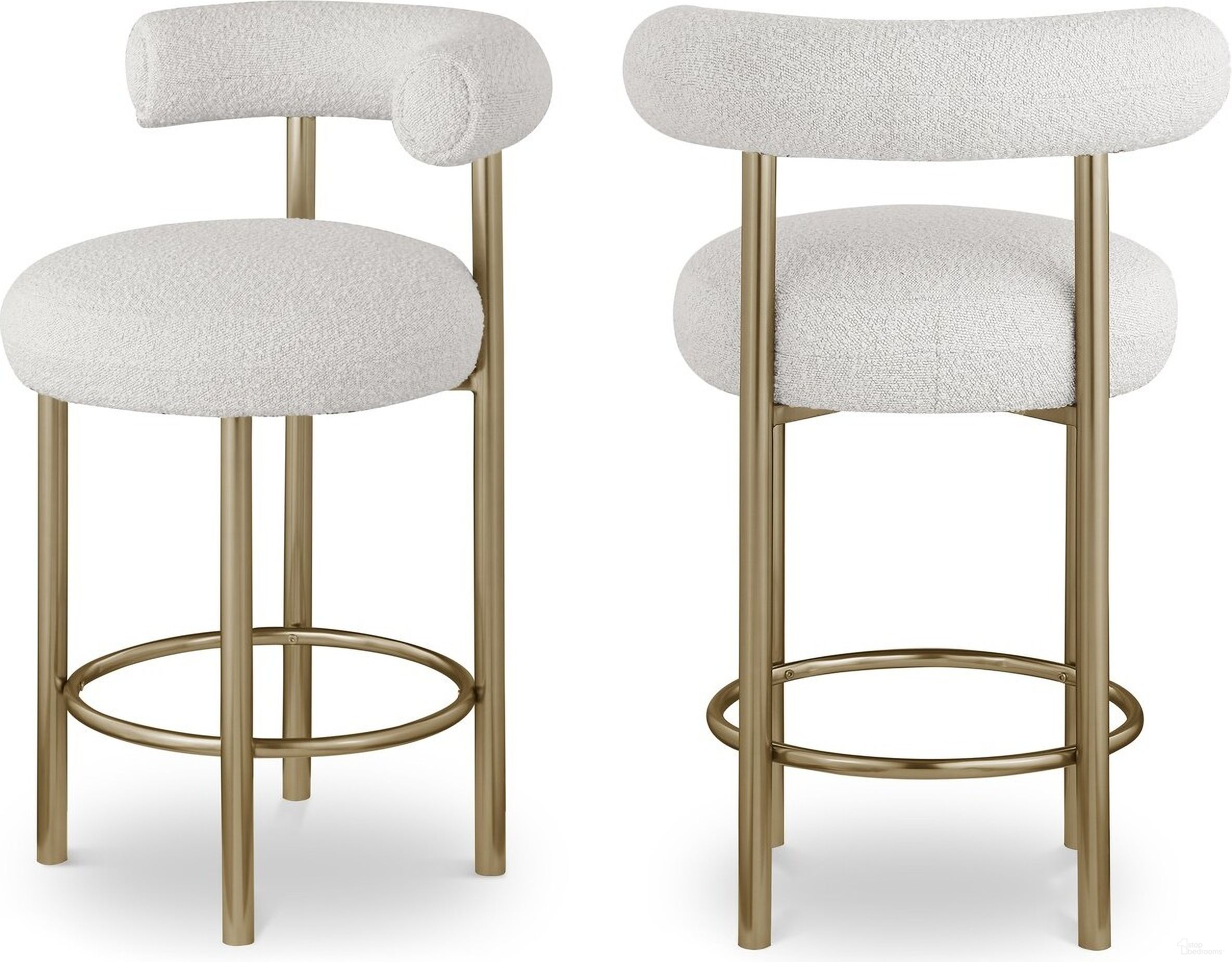 The appearance of Bordeaux Boucle Fabric Stool Set of 2 In Cream/Brushed Brass designed by Meridian in the modern / contemporary interior design. This cream piece of furniture was selected by 1StopBedrooms from Bordeaux Collection to add a touch of cosiness and style into your home. Sku: 547Cream-C. Material: Wood.
