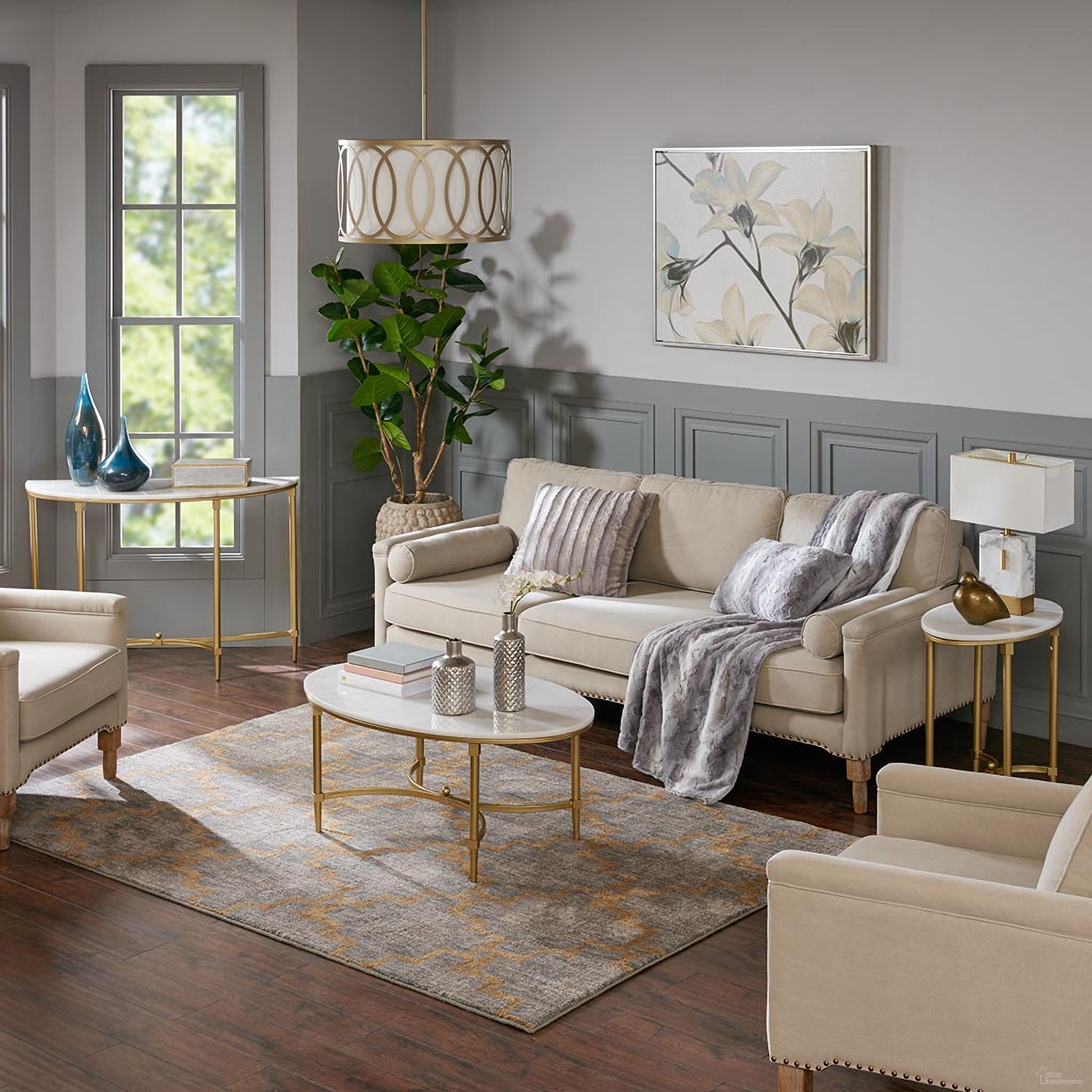 The appearance of Bordeaux Occasional Table Set In White/Gold designed by Olliix in the traditional interior design. This white/gold piece of furniture  was selected by 1StopBedrooms from Bordeaux Collection to add a touch of cosiness and style into your home. Sku: MPS120-0123;MPS120-0124. Material: Metal.