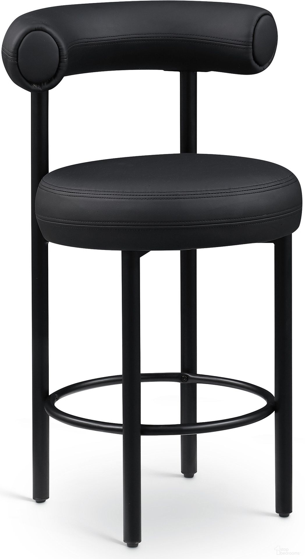 The appearance of Bordeaux Vegan Leather Counter Stool Set of 2 In Black designed by Meridian in the modern / contemporary interior design. This black piece of furniture was selected by 1StopBedrooms from Bordeaux Collection to add a touch of cosiness and style into your home. Sku: 898Black-C. Material: Vegan Leather.
