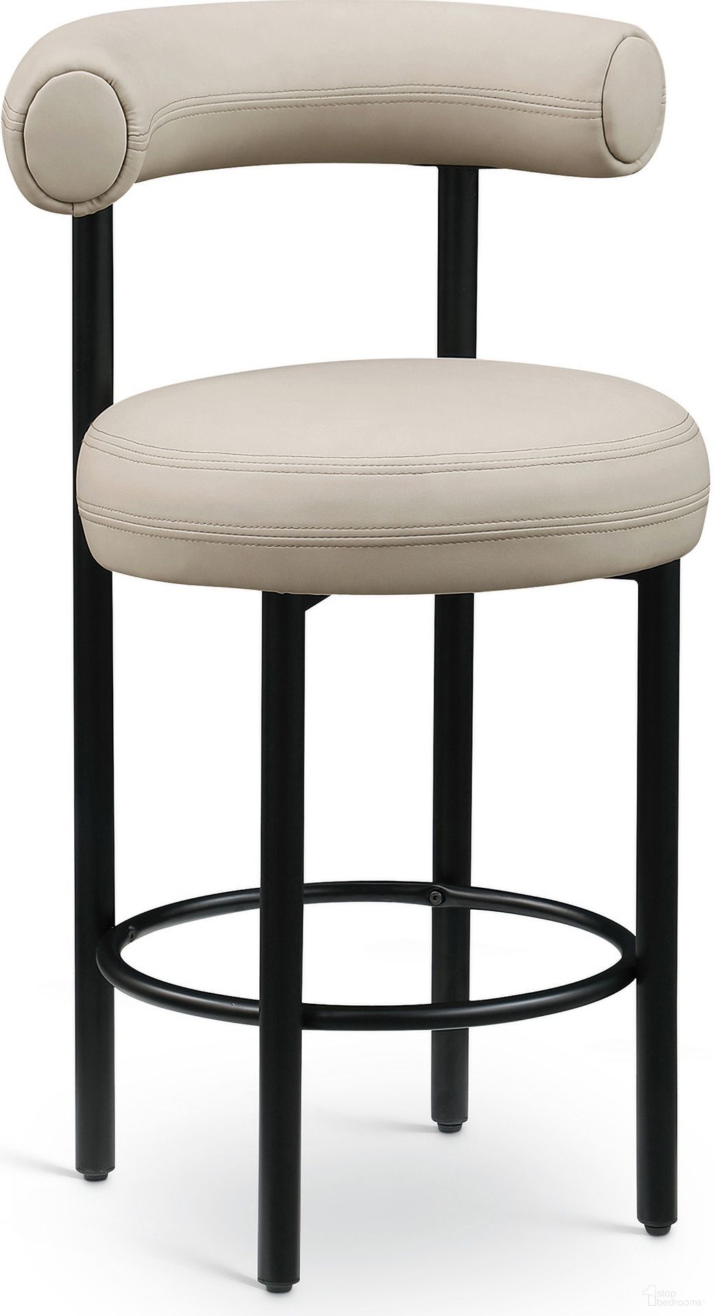 The appearance of Bordeaux Vegan Leather Counter Stool Set of 2 In Taupe designed by Meridian in the modern / contemporary interior design. This taupe piece of furniture  was selected by 1StopBedrooms from Bordeaux Collection to add a touch of cosiness and style into your home. Sku: 898Taupe-C. Material: Vegan Leather.