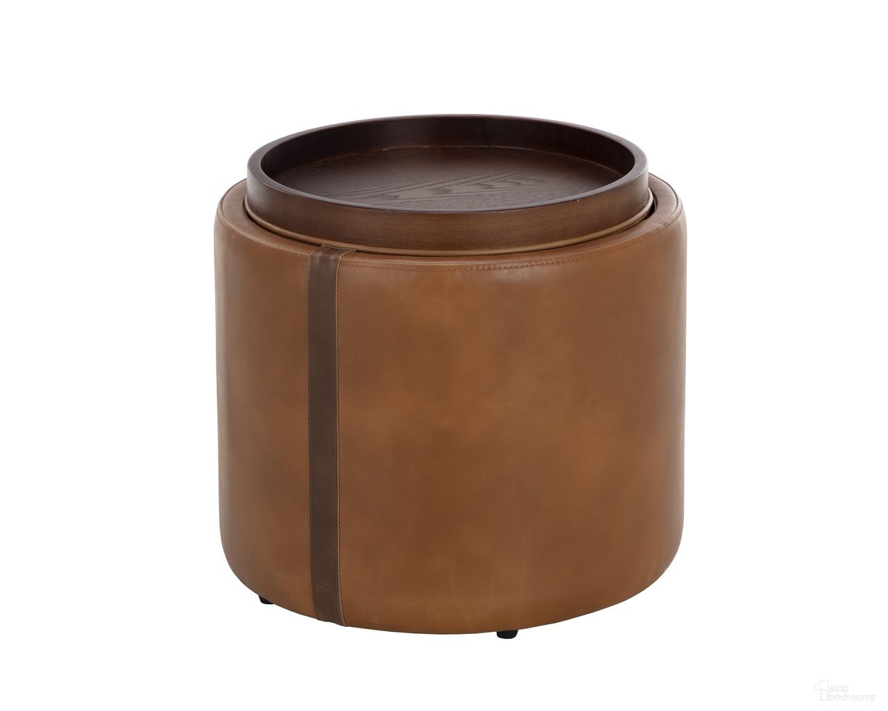 Borelli Storage Ottoman In Tobacco Tan and Autumn Chestnut