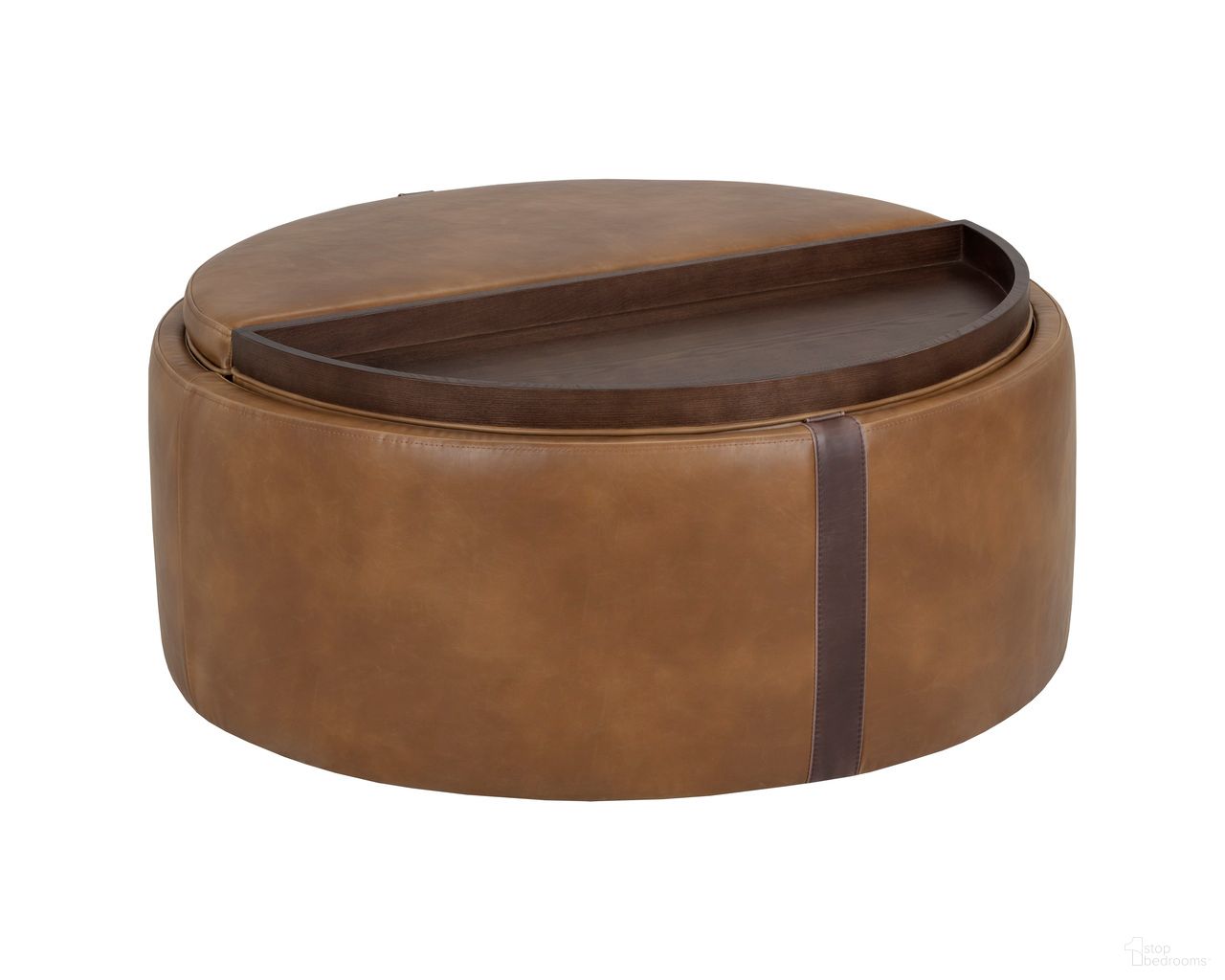 Borelli Wheeled Storage Ottoman In Tobacco Tan and Autumn Chestnut