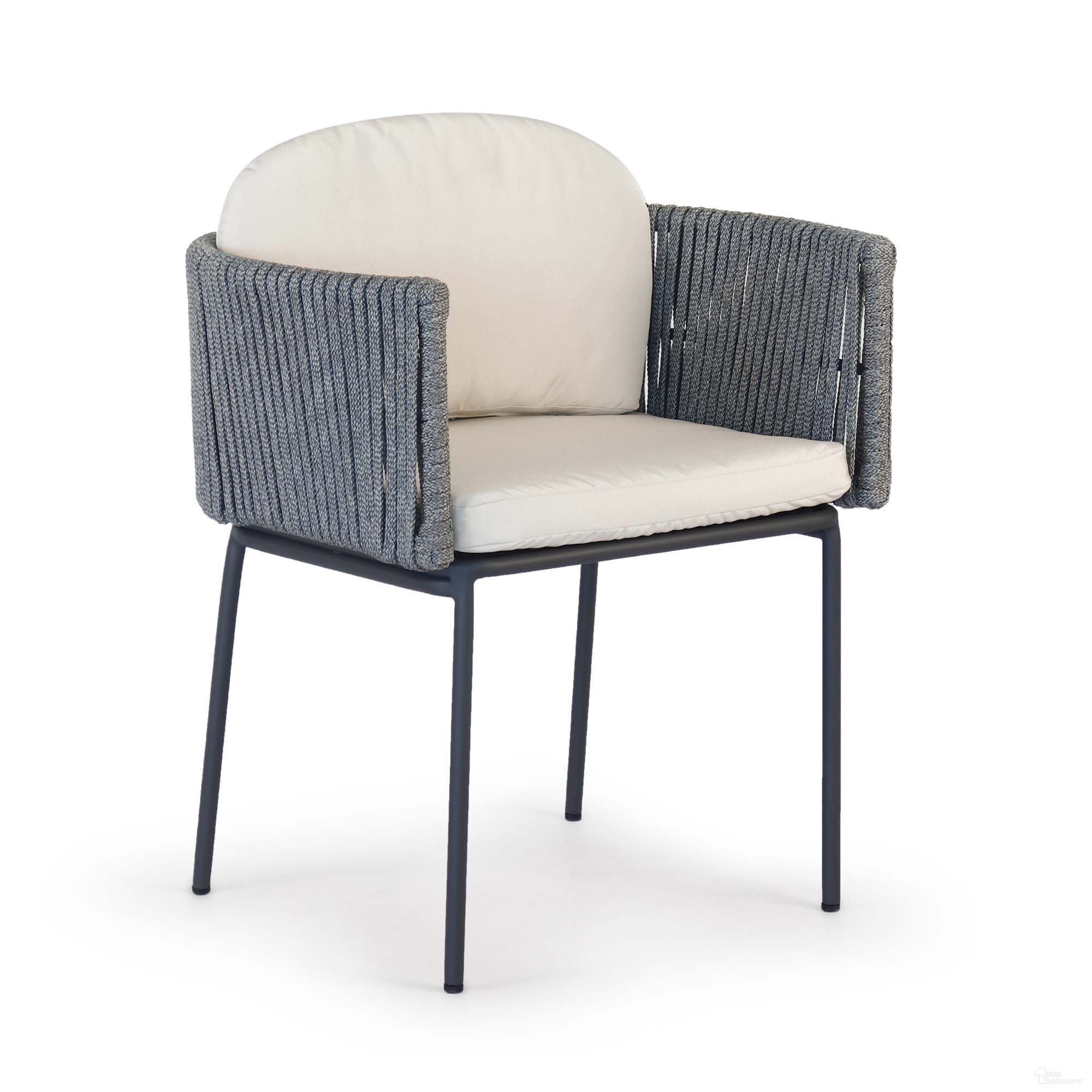 Boston Dining Armchair with Sunbrella Cushion In Gray