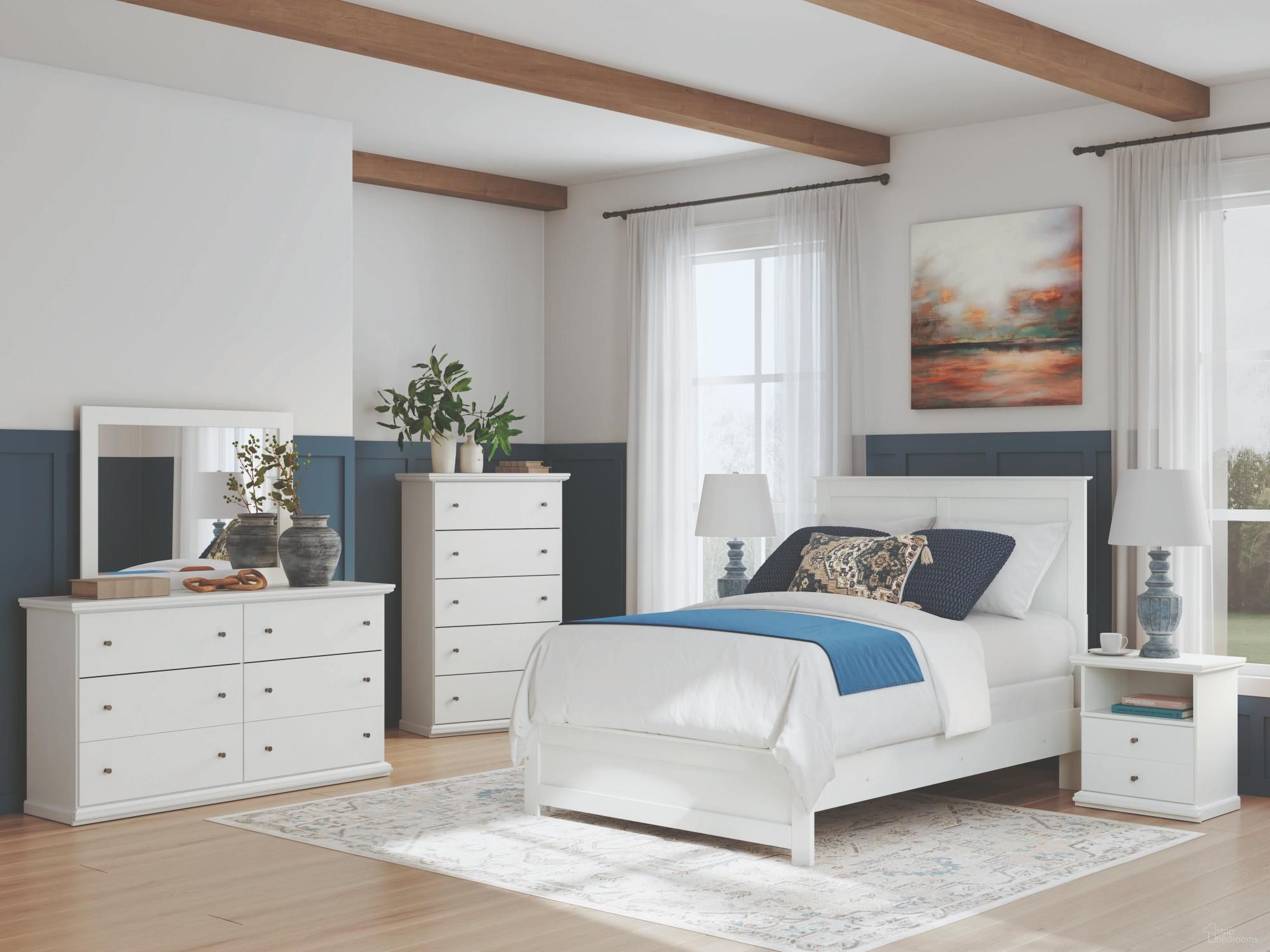 The appearance of Bostwick Shoals Youth Panel Bedroom Set In White designed by Signature Design by Ashley in the traditional interior design. This white piece of furniture was selected by 1StopBedrooms from Bostwick Shoals Collection to add a touch of cosiness and style into your home. Sku: B139-153;B139-183;B139-91. Material: Wood. Bed Size: Twin.