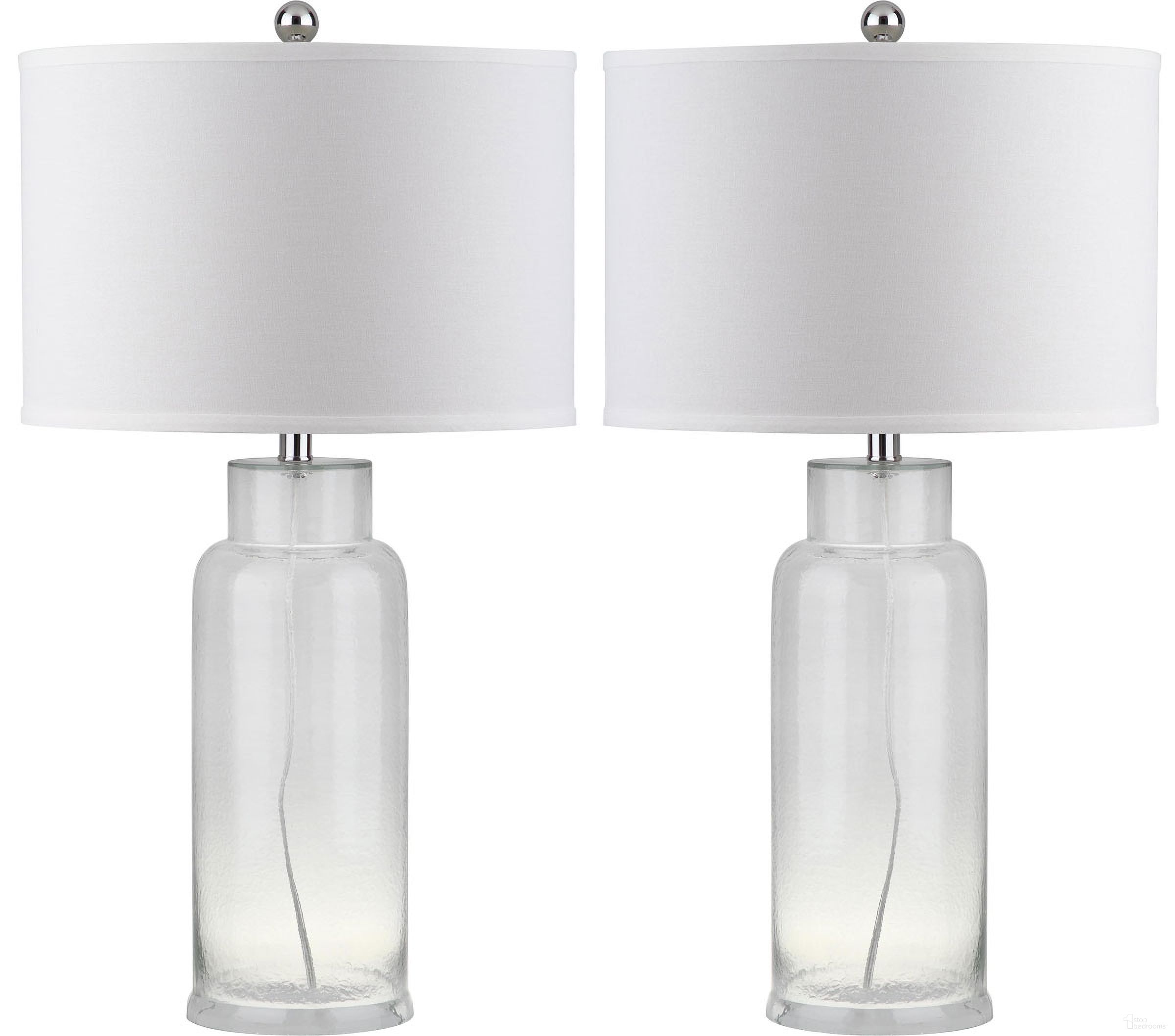 Bottle Clear Glass Table Lamp with White Shade
