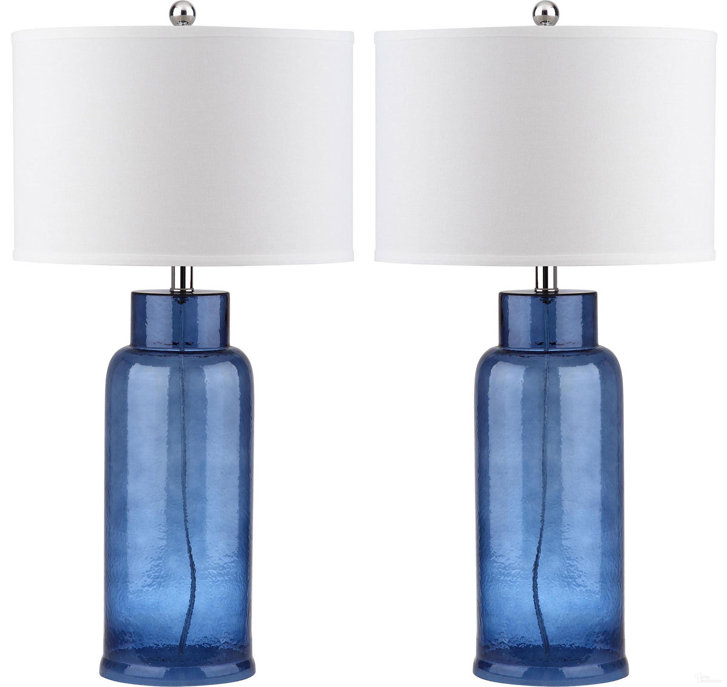 Bottle Glass 30.5 Inch Blue Glass and Iron Table Lamp with Usb Port Set of 2