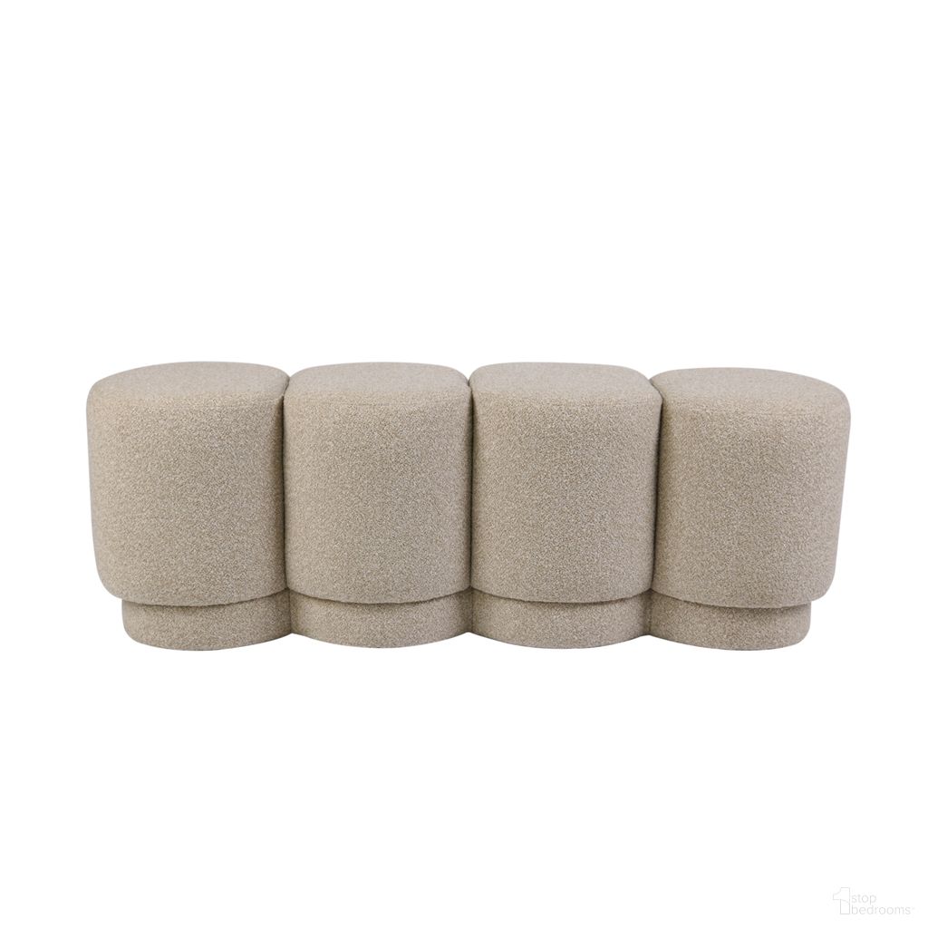 The appearance of Boucle Upholstered Bench In Beige designed by Bloomingville in the modern / contemporary interior design. This beige piece of furniture was selected by 1StopBedrooms from to add a touch of cosiness and style into your home. Sku: AH4136. Material: Plywood.