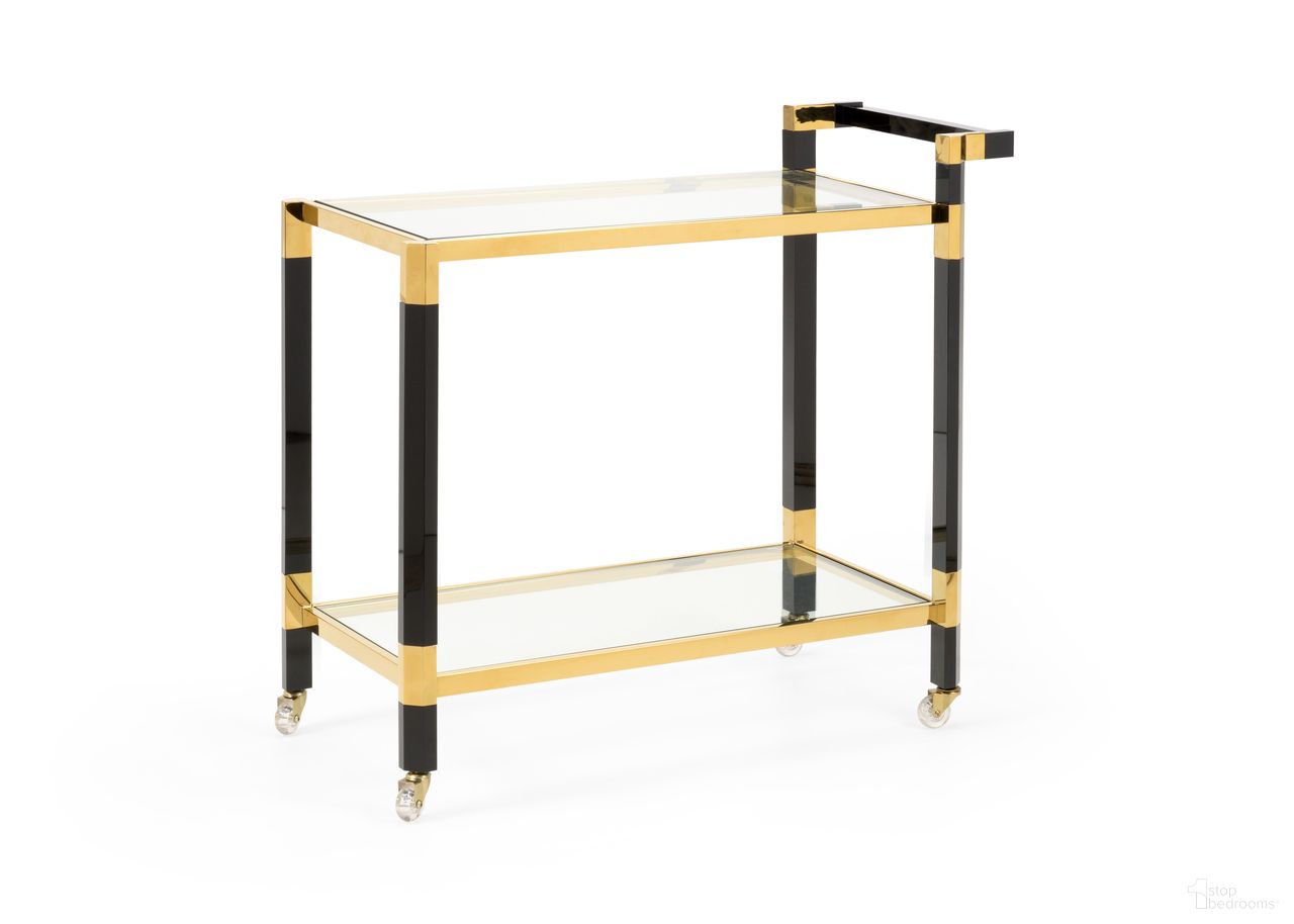 The appearance of Boulevardier Bar Cart In Black and Gold designed by Wildwood in the modern / contemporary interior design. This black and gold piece of furniture was selected by 1StopBedrooms from Wildwood Collection to add a touch of cosiness and style into your home. Sku: 490544. Material: Metal.