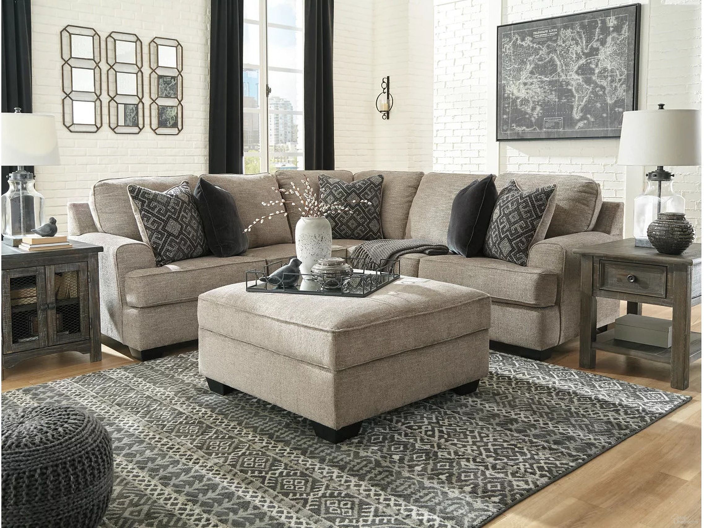 The appearance of Bovarian 2-Piece Sectional with Ottoman In Stone designed by Signature Design by Ashley in the transitional interior design. This stone piece of furniture was selected by 1StopBedrooms from Bovarian Collection to add a touch of cosiness and style into your home. Sku: 5610355;5610311;5610349. Material: Fabric. Layout: L-Shape.