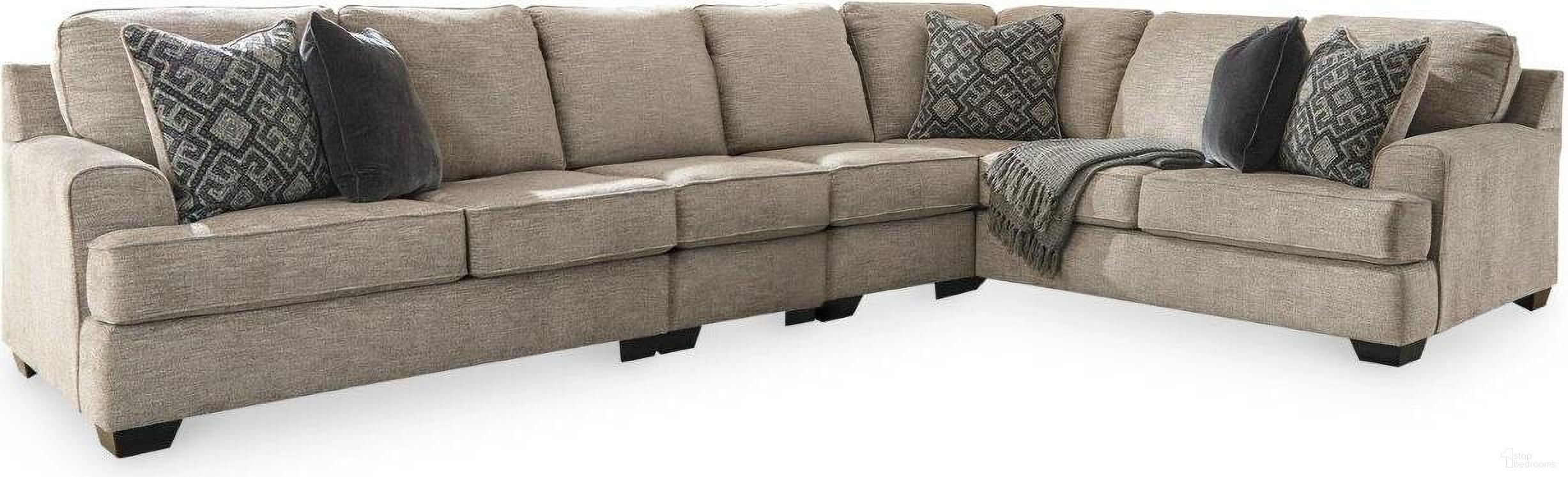 The appearance of Bovarian 4-Piece RAF Sectional In Stone designed by Signature Design by Ashley in the transitional interior design. This stone piece of furniture was selected by 1StopBedrooms from Bovarian Collection to add a touch of cosiness and style into your home. Sku: 5610346;5610346;5610349;5610355. Material: Polyester. Layout: L-Shape. Orientation: RAF.