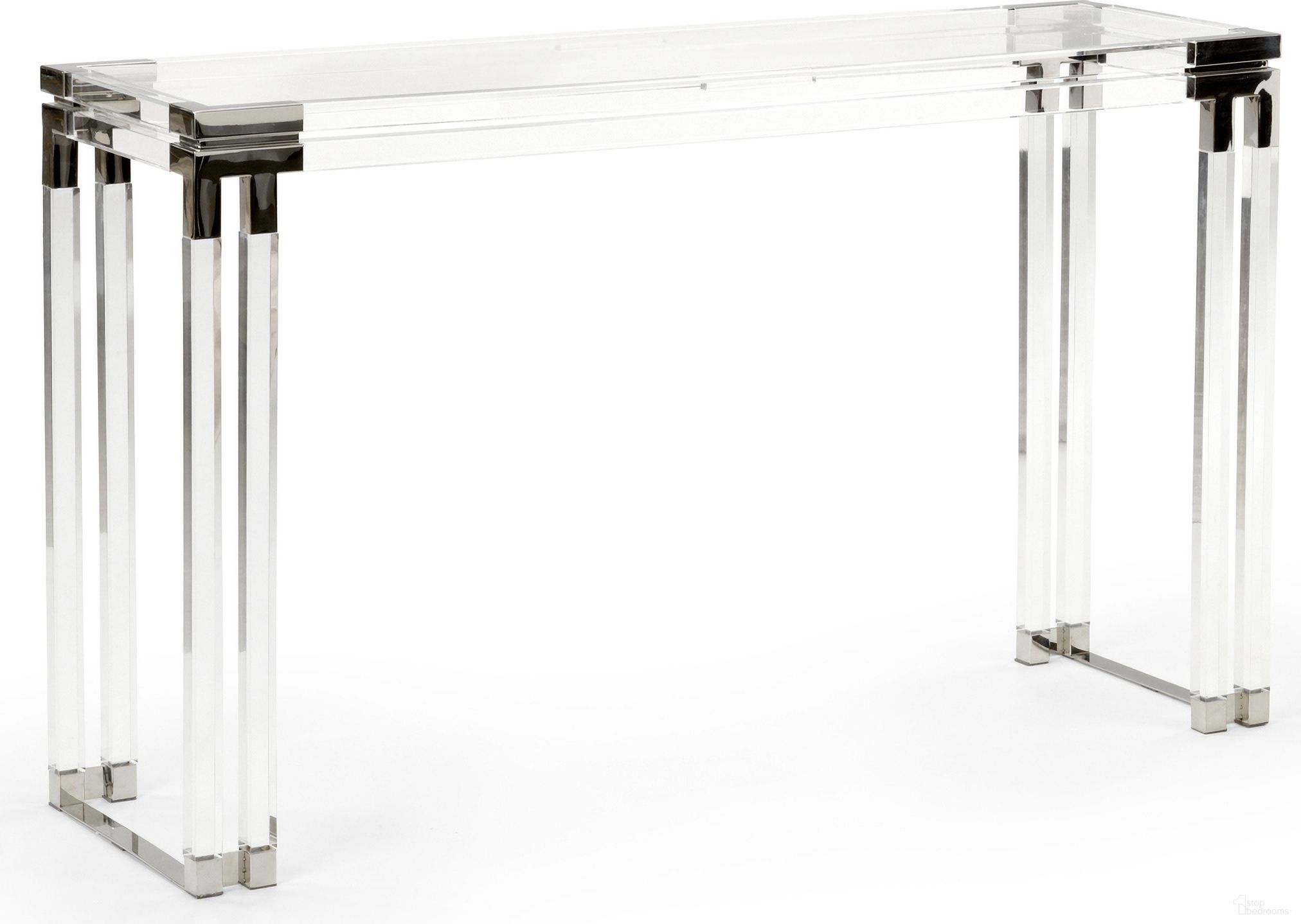 The appearance of Bowen Console In Clear designed by Wildwood in the modern / contemporary interior design. This clear piece of furniture was selected by 1StopBedrooms from Wildwood Collection to add a touch of cosiness and style into your home. Sku: 490409. Material: Acrylic.