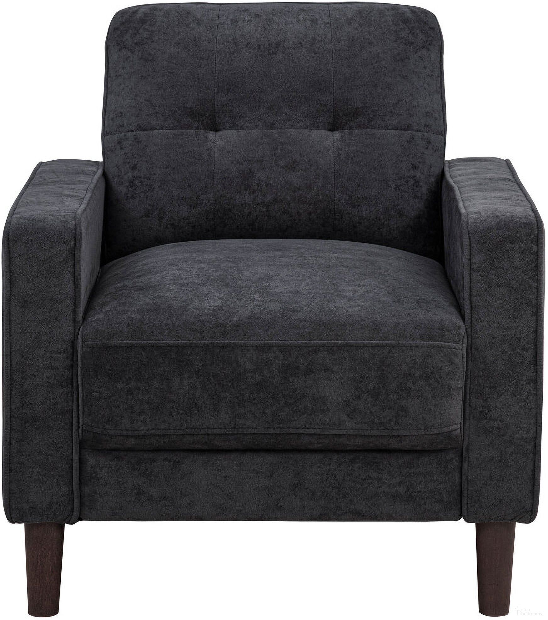 The appearance of Bowen II Fabric Upholstered Track Arm Chair In Steel Grey designed by Coaster in the transitional interior design. This steel grey piece of furniture  was selected by 1StopBedrooms from Bowen II Collection to add a touch of cosiness and style into your home. Sku: 509983. Material: Plywood.
