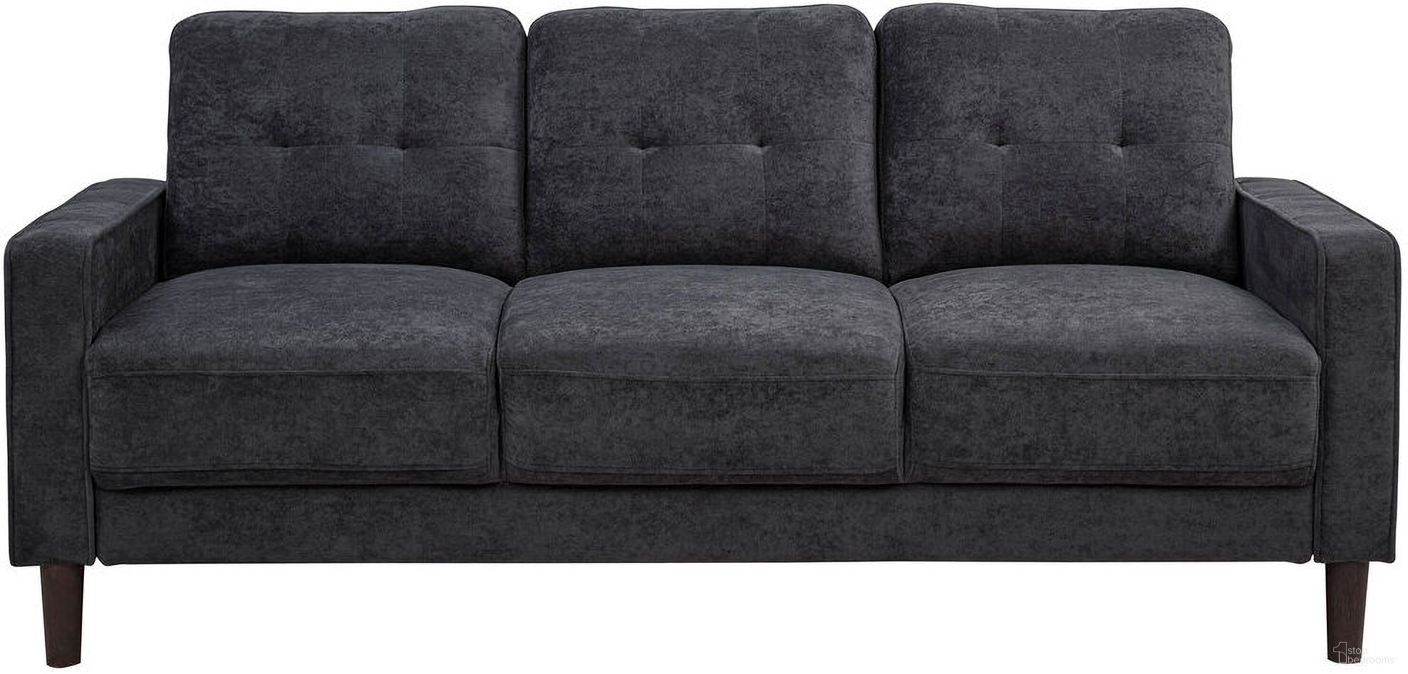 Bowen II Fabric Upholstered Track Arm Sofa In Steel Grey