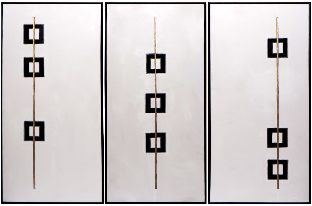 Boxed In 30" x 60" Set Of 3 In Black and White