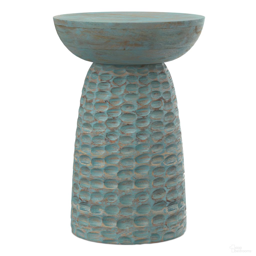 The appearance of Boyd 13 Inch Solid Mango Accent Table In Teal Wash designed by Simpli Home in the modern / contemporary interior design. This teal wash piece of furniture  was selected by 1StopBedrooms from Boyd Collection to add a touch of cosiness and style into your home. Sku: AXCATBOY-TW. Material: Mango Wood.
