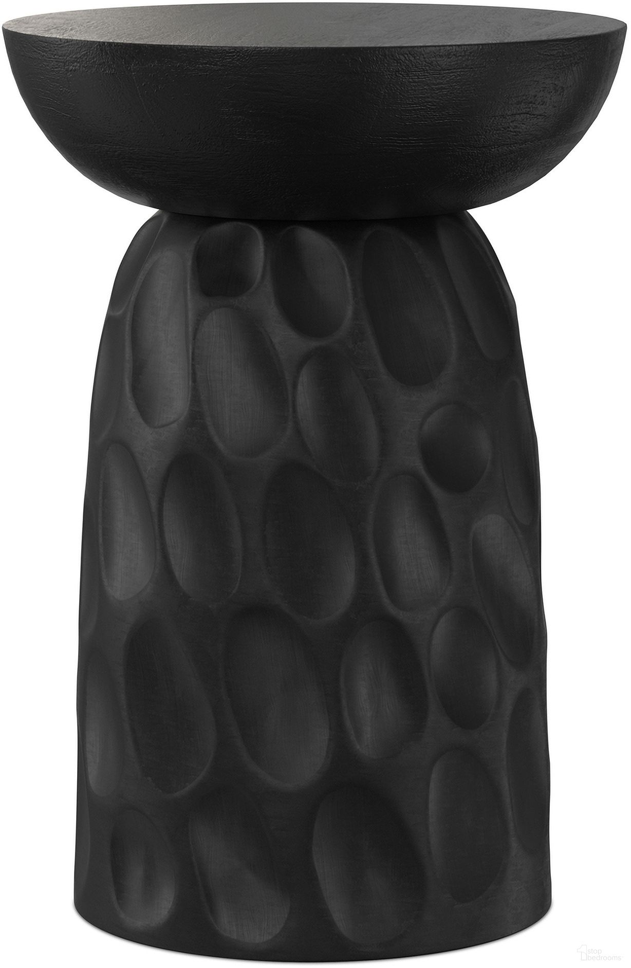 The appearance of Boyd 13 Inch Solid Mango V-Chisel Accent Table In Black designed by Simpli Home in the modern / contemporary interior design. This black piece of furniture  was selected by 1StopBedrooms from Boyd Collection to add a touch of cosiness and style into your home. Sku: AXCATBOY-VCBL. Material: Mango Wood.