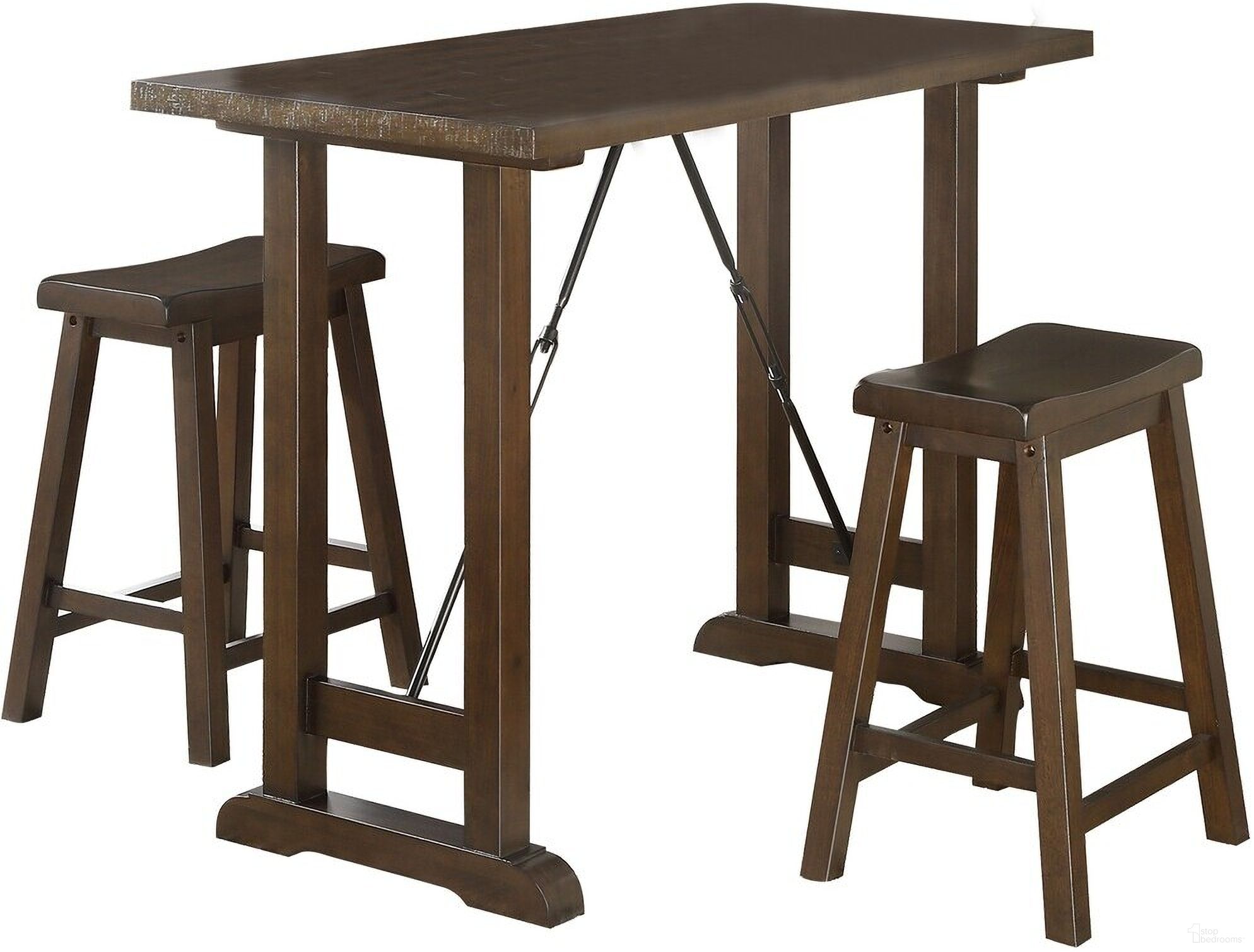 The appearance of Bracknell 3-Piece Pack Counter Height Set designed by Homelegance in the rustic / southwestern interior design. This brown piece of furniture was selected by 1StopBedrooms from Bracknell Collection to add a touch of cosiness and style into your home. Sku: 5686-32. Material: Acacia.