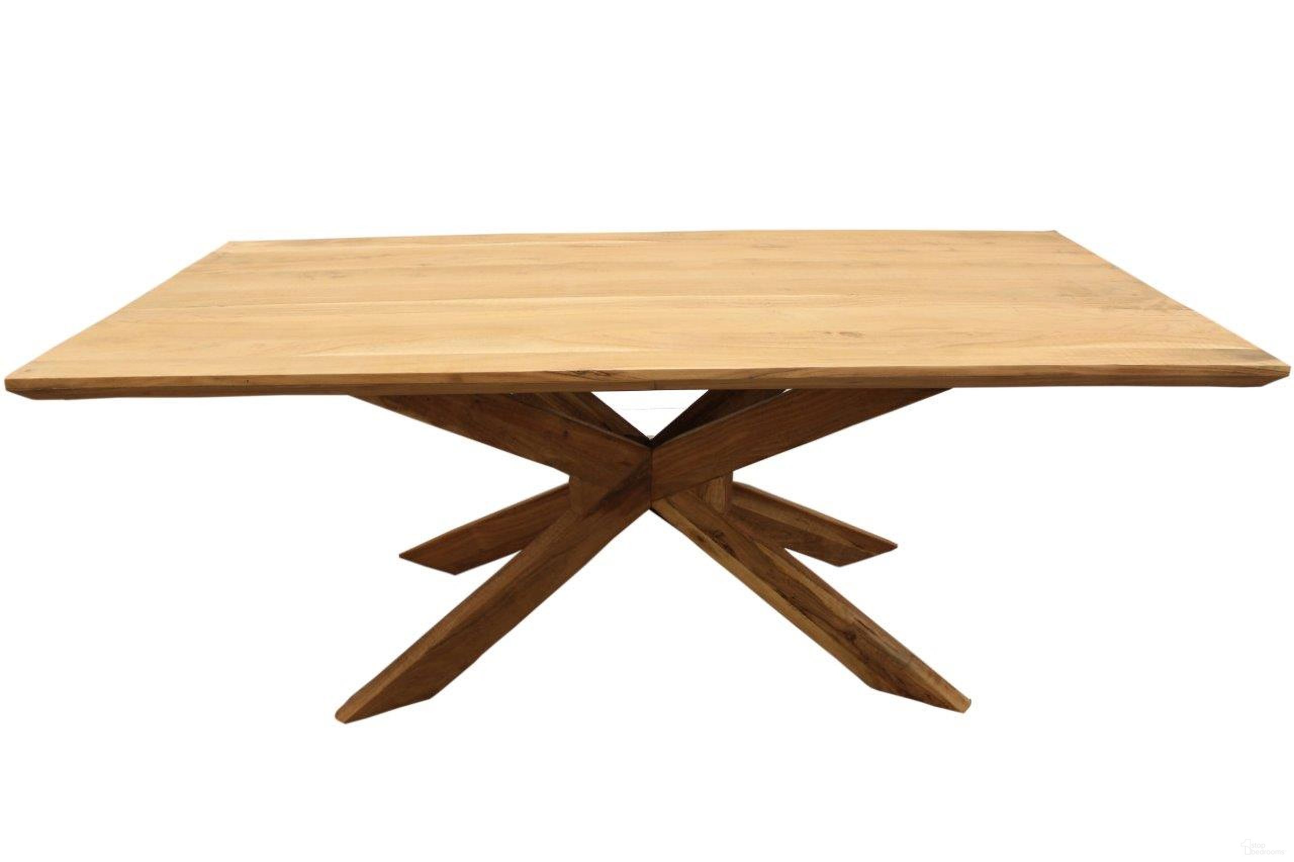 The appearance of Anaheim Brad Dining Table In Natural designed by Moti in the transitional interior design. This natural piece of furniture  was selected by 1StopBedrooms from Anaheim Collection to add a touch of cosiness and style into your home. Sku: 72002005. Table Base Style: Pedestal. Material: Wood. Table Top Shape: Rectangular. Size: 40" x 79".