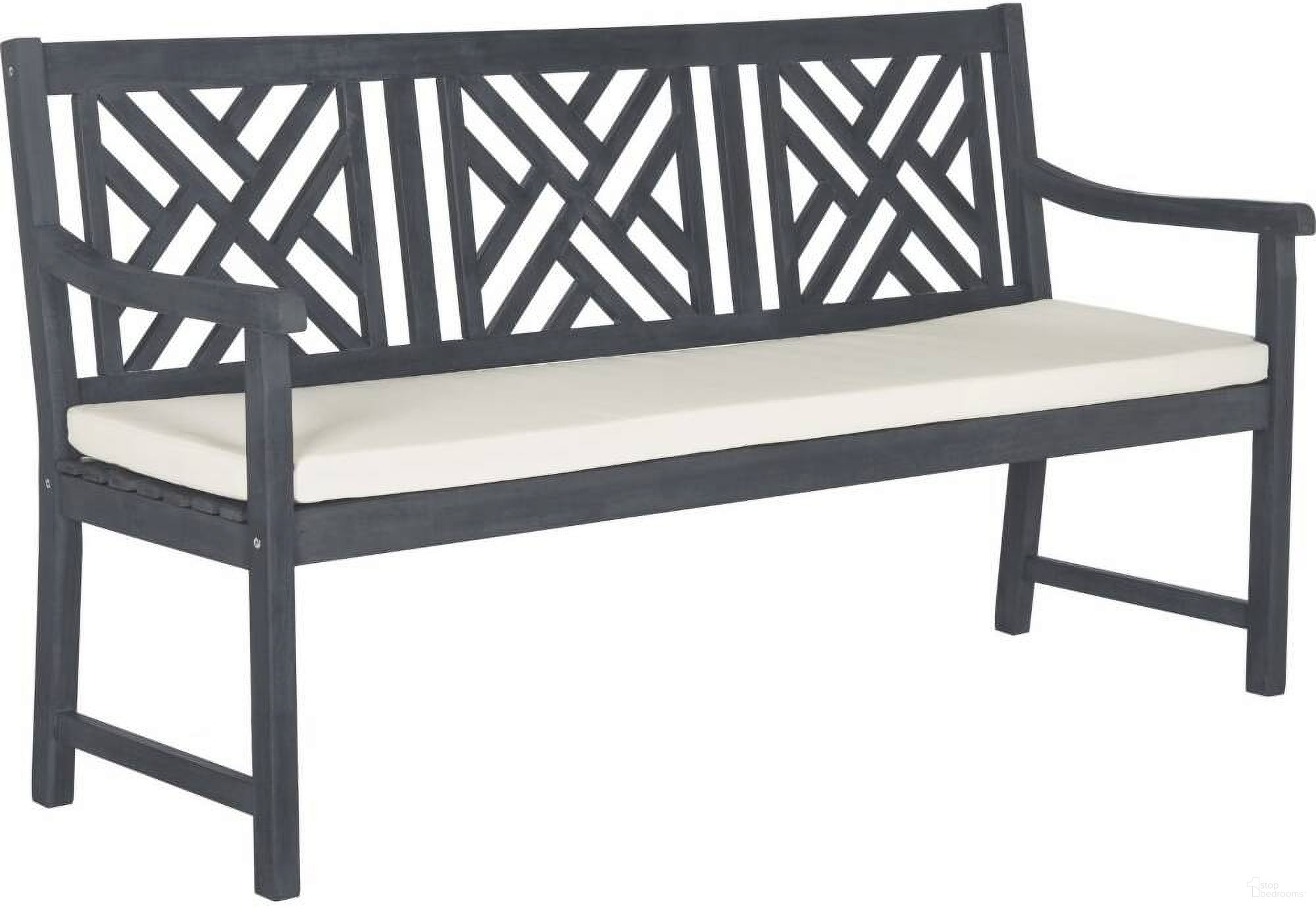 The appearance of Bradbury Ash Grey and Beige 3-Seat Bench designed by Safavieh in the traditional interior design. This grey and beige piece of furniture  was selected by 1StopBedrooms from Bradbury Collection to add a touch of cosiness and style into your home. Sku: PAT6738B. Material: Steel.