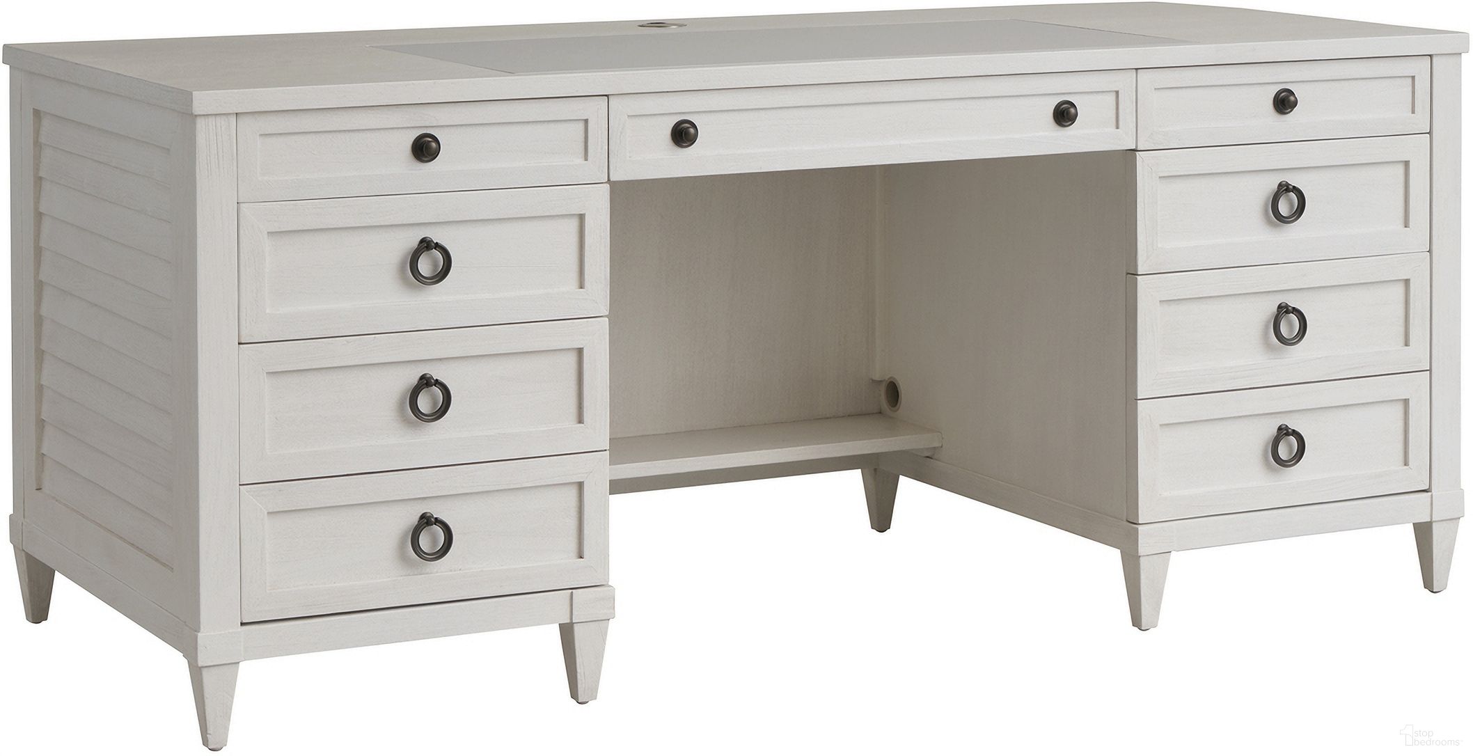 The appearance of Sanibel Bradenton Executive Desk In Cream White designed by Sligh in the country / farmhouse interior design. This cream white piece of furniture  was selected by 1StopBedrooms from Sanibel Collection to add a touch of cosiness and style into your home. Sku: 320-400. Material: Wood.