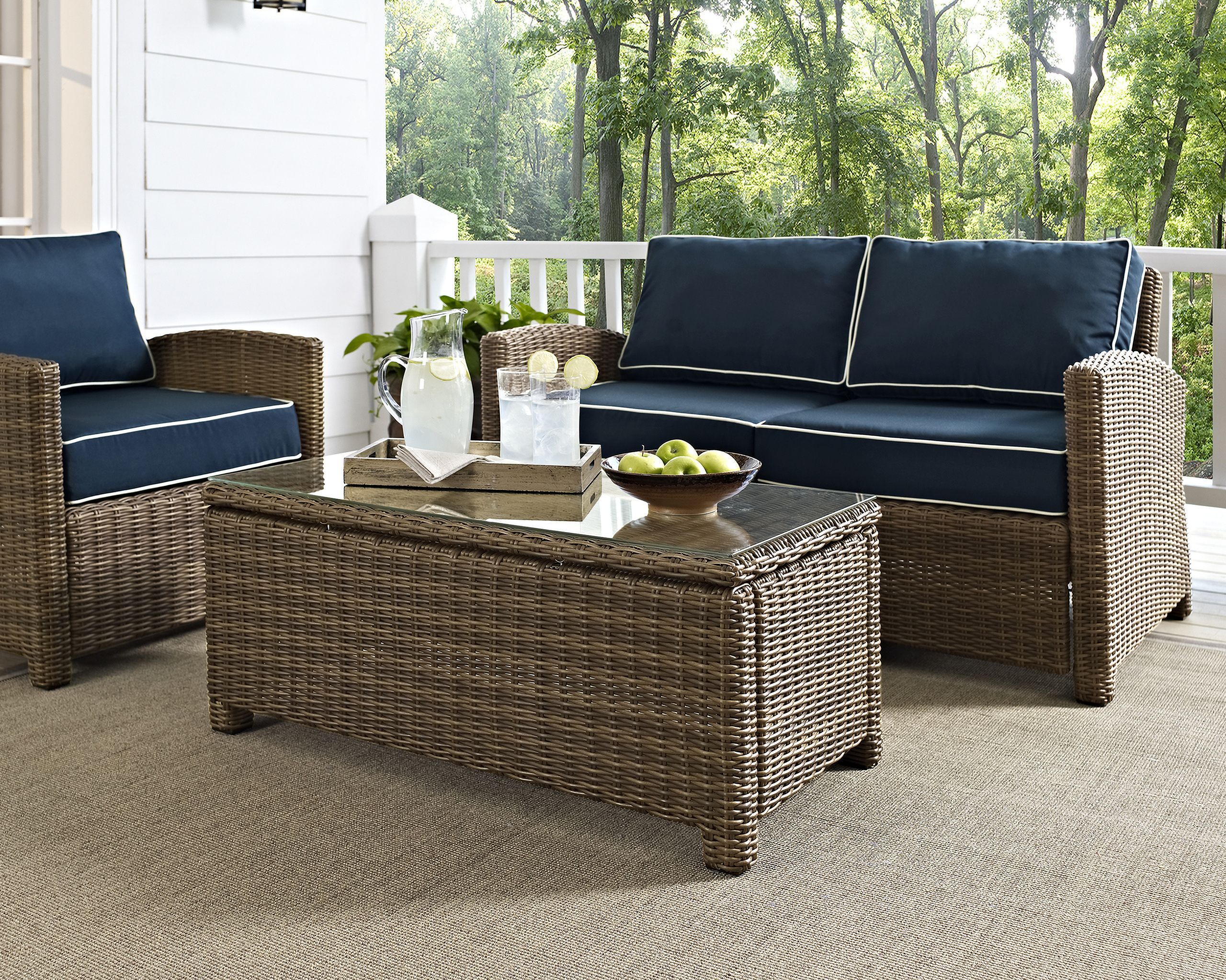 The appearance of Bradenton Wicker Outdoor Coffee Table In Weathered Brown designed by Crosley Brands in the traditional interior design. This weathered brown piece of furniture was selected by 1StopBedrooms from Bradenton Collection to add a touch of cosiness and style into your home. Sku: CO7208-WB. Material: Steel.