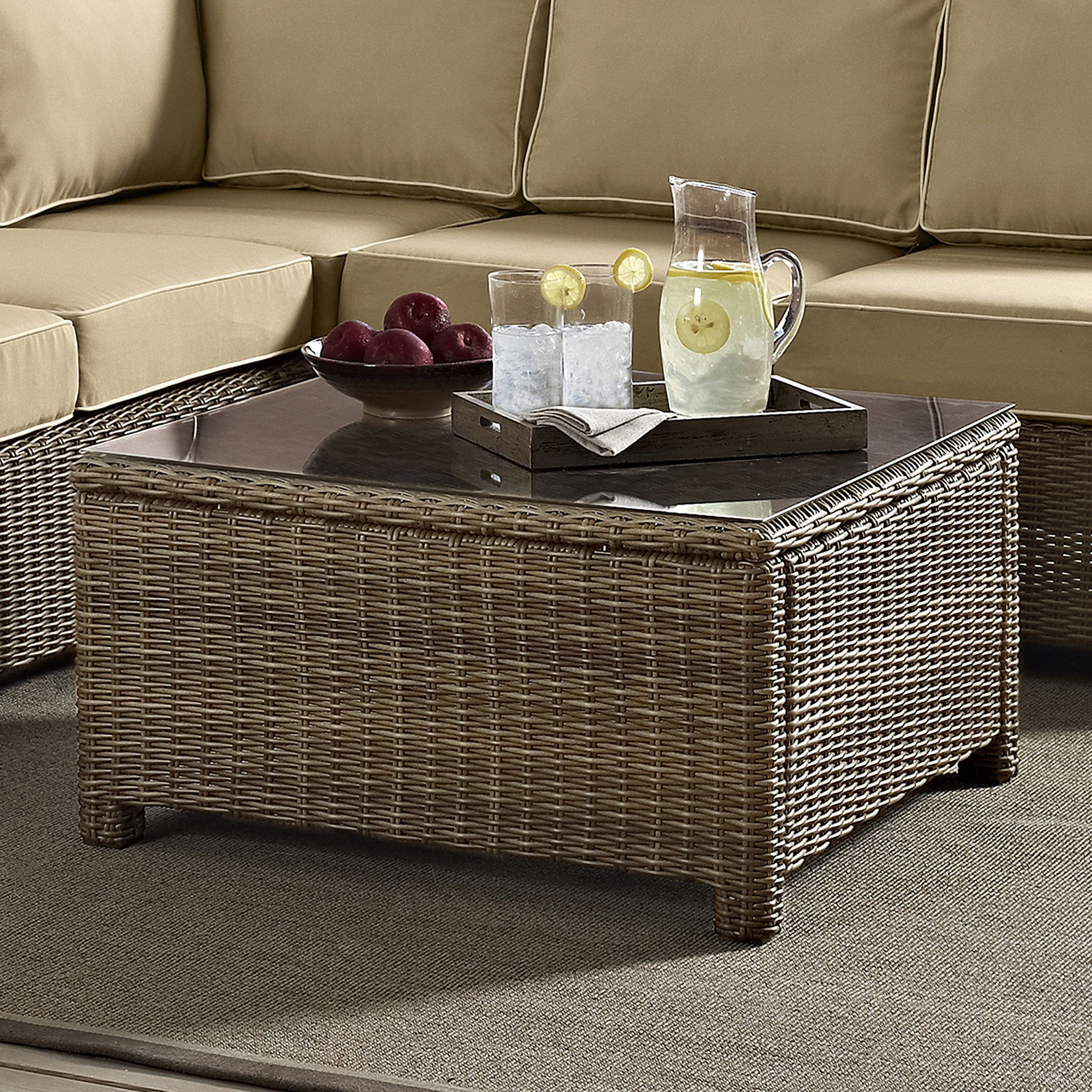 The appearance of Bradenton Wicker Outdoor Sectional Coffee Table In Weathered Brown designed by Crosley Brands in the traditional interior design. This weathered brown piece of furniture was selected by 1StopBedrooms from Bradenton Collection to add a touch of cosiness and style into your home. Sku: CO7207-WB. Material: Steel.
