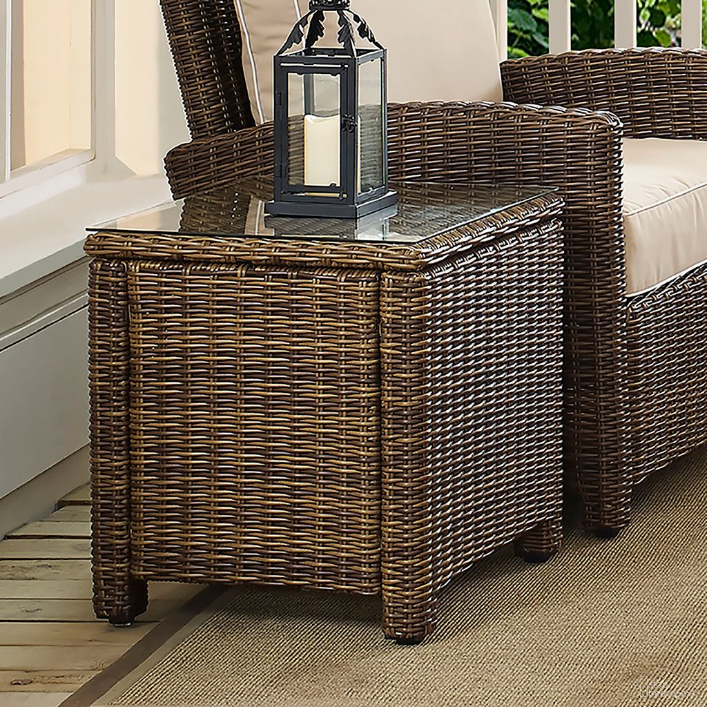 The appearance of Bradenton Wicker Outdoor Side Table In Weathered Brown designed by Crosley Brands in the traditional interior design. This weathered brown piece of furniture was selected by 1StopBedrooms from Bradenton Collection to add a touch of cosiness and style into your home. Sku: CO7219-WB. Material: Steel.