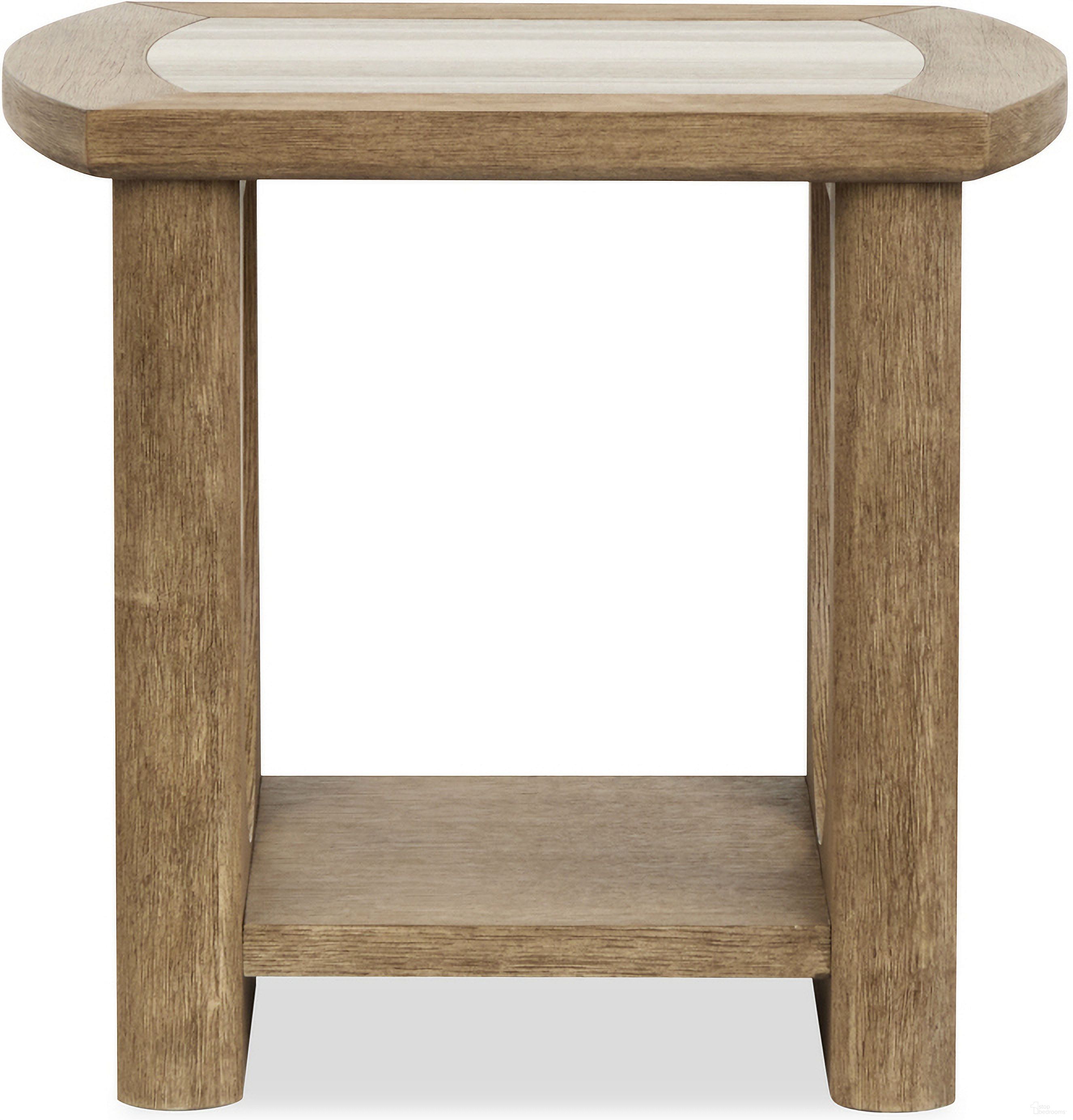 The appearance of Bradford Rectangular End Table In Riverbed Beige designed by Magnussen in the modern / contemporary interior design. This riverbed beige piece of furniture  was selected by 1StopBedrooms from Bradford Collection to add a touch of cosiness and style into your home. Sku: T5950-03. Material: Oak Veneer.