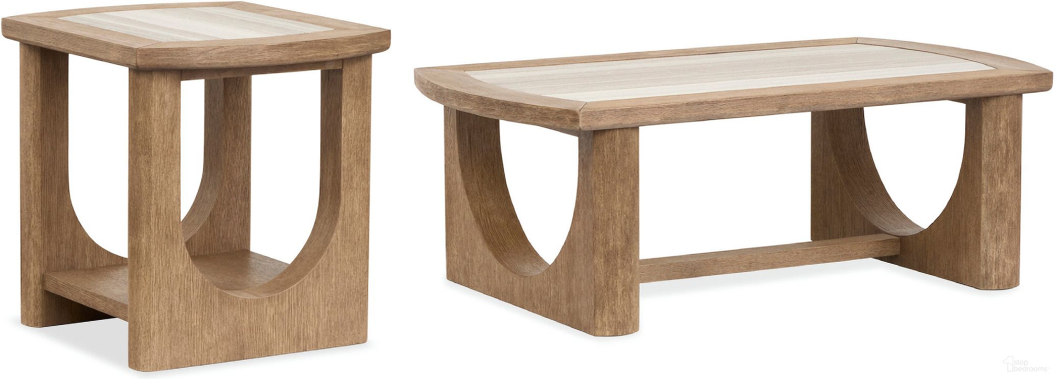 The appearance of Bradford Rectangular Occasional Table Set In Riverbed Beige designed by Magnussen in the modern / contemporary interior design. This riverbed beige piece of furniture  was selected by 1StopBedrooms from Bradford Collection to add a touch of cosiness and style into your home. Sku: T5950-43;T5950-03. Material: Marble.