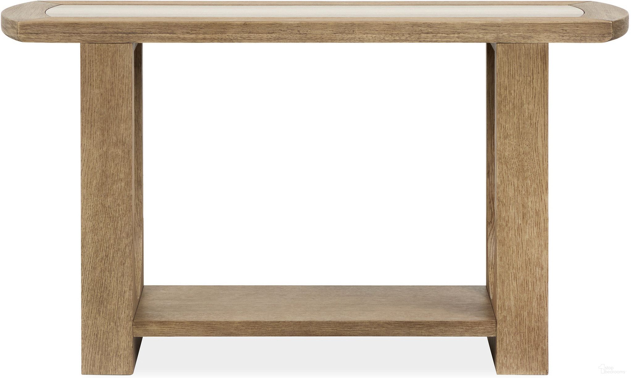 The appearance of Bradford Rectangular Sofa Table In Riverbed Beige designed by Magnussen in the modern / contemporary interior design. This riverbed beige piece of furniture  was selected by 1StopBedrooms from Bradford Collection to add a touch of cosiness and style into your home. Sku: T5950-73. Material: Oak Veneer.