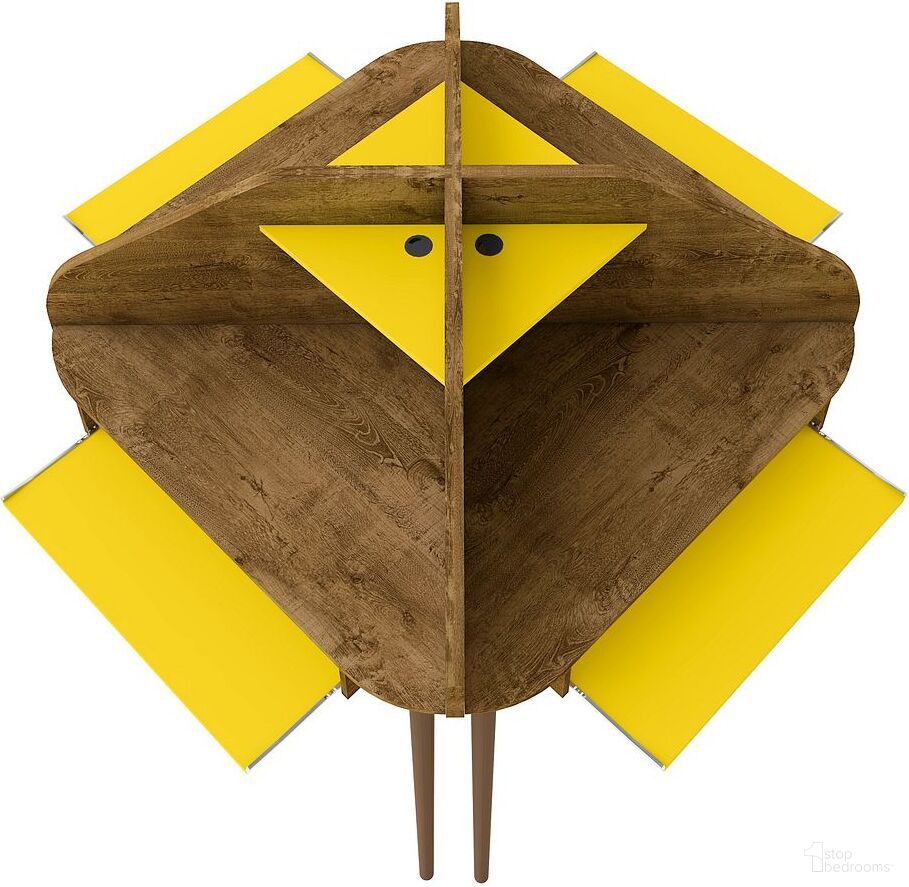 The appearance of Bradley 4-Piece Round Sectional Cubicle Desk With Keyboard Shelf In Rustic Brown And Yellow designed by Manhattan Comfort in the transitional interior design. This brown and yellow piece of furniture was selected by 1StopBedrooms from Bradley Collection to add a touch of cosiness and style into your home. Sku: 229BMC94;229BMC94;229BMC94;229BMC94. Material: MDF.