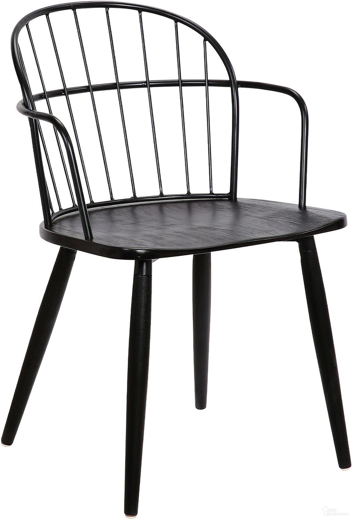Bradley Steel Framed Side Chair In Black Powder Coated Finish and Black Brushed Wood