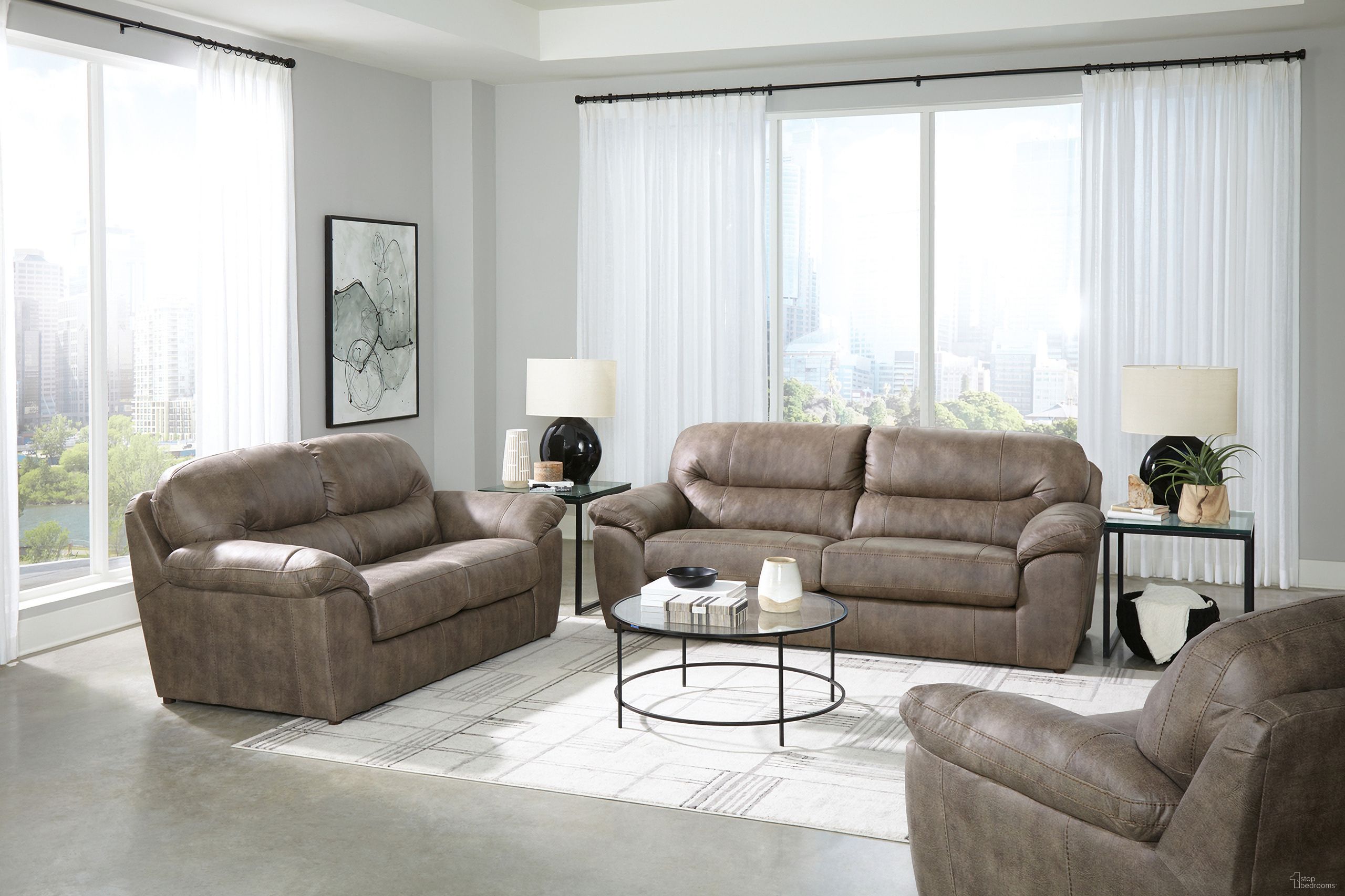 The appearance of Bradshaw Living Room Set In Mushroom designed by Jackson in the traditional interior design. This mushroom piece of furniture  was selected by 1StopBedrooms from Bradshaw Collection to add a touch of cosiness and style into your home. Sku: 453003192949;453002192949. Material: Fabric.
