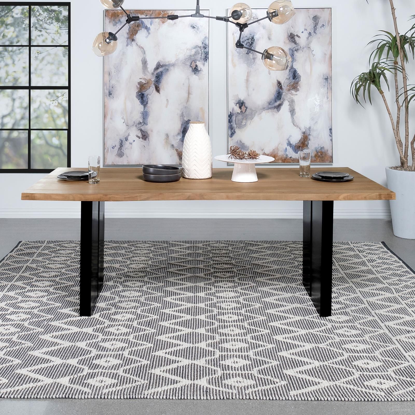 Bradshaw Rectangular Live Edge Dining Table In Natural Acacia and Black ...