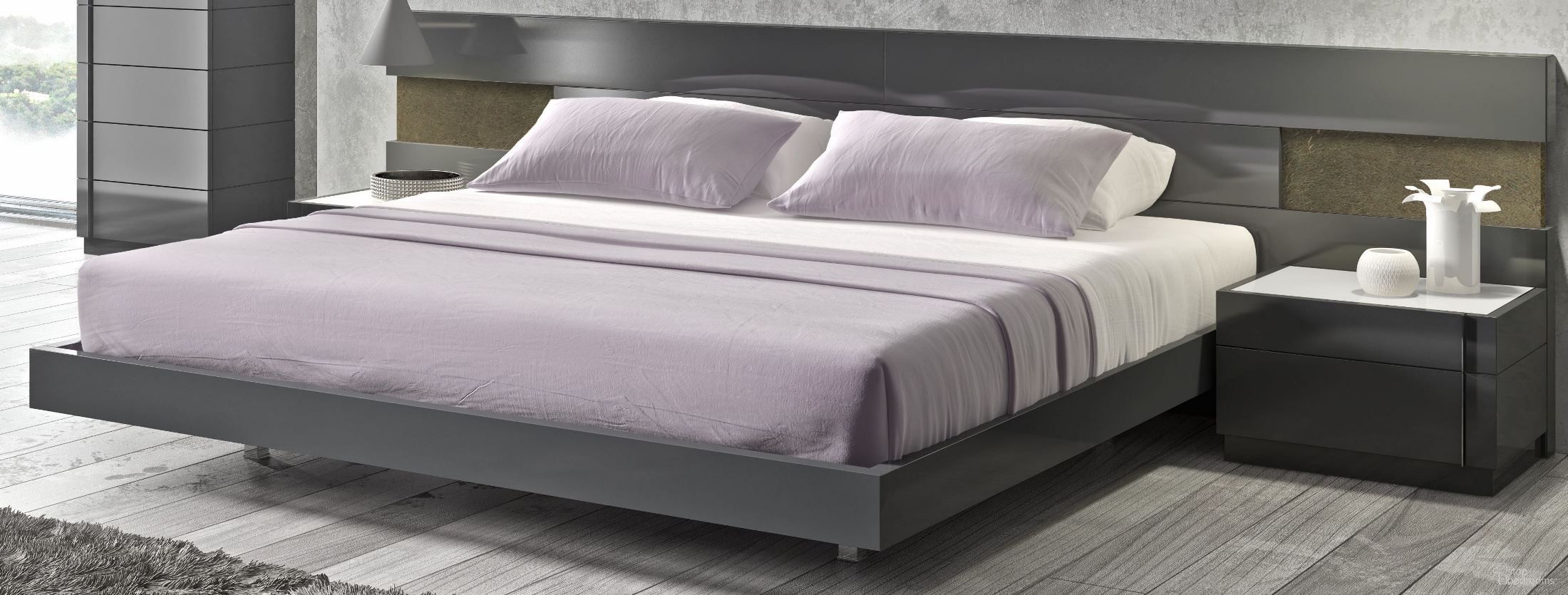 The appearance of Braga Natural Grey Lacquer Queen Platform Bed designed by J&M in the modern / contemporary interior design. This gray piece of furniture was selected by 1StopBedrooms from Braga Collection to add a touch of cosiness and style into your home. Sku: 178671-Q. Bed Type: Platform Bed. Material: Wood. Bed Size: Queen.