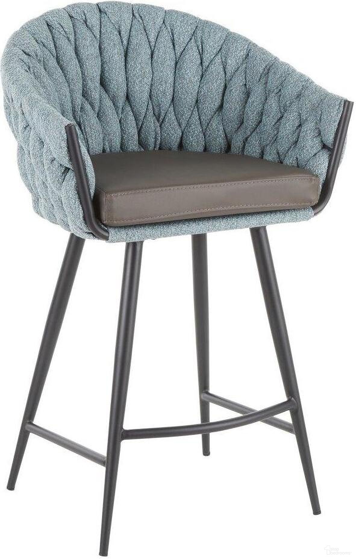 The appearance of Braided Matisse Contemporary Counter Stool In Black Metal With Grey Faux Leather And Blue Fabric designed by Lumisource in the modern / contemporary interior design. This blue piece of furniture was selected by 1StopBedrooms from Matisse Collection to add a touch of cosiness and style into your home. Sku: B26-BRAIDMAT BKBU. Material: Fabric.