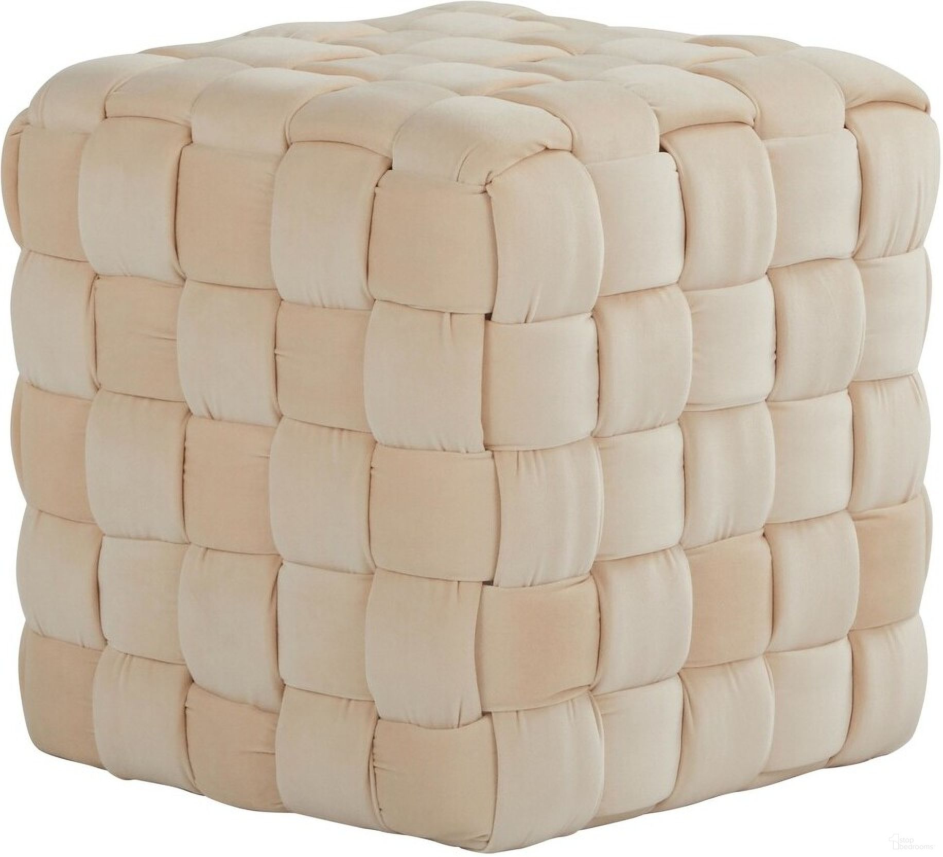 The appearance of Braided Square 16 Inch Ottoman In Cream Velvet designed by Lumisource in the modern / contemporary interior design. This cream velvet piece of furniture  was selected by 1StopBedrooms from Braided Collection to add a touch of cosiness and style into your home. Sku: OT-SQBRAID16 VCR. Material: Velvet.