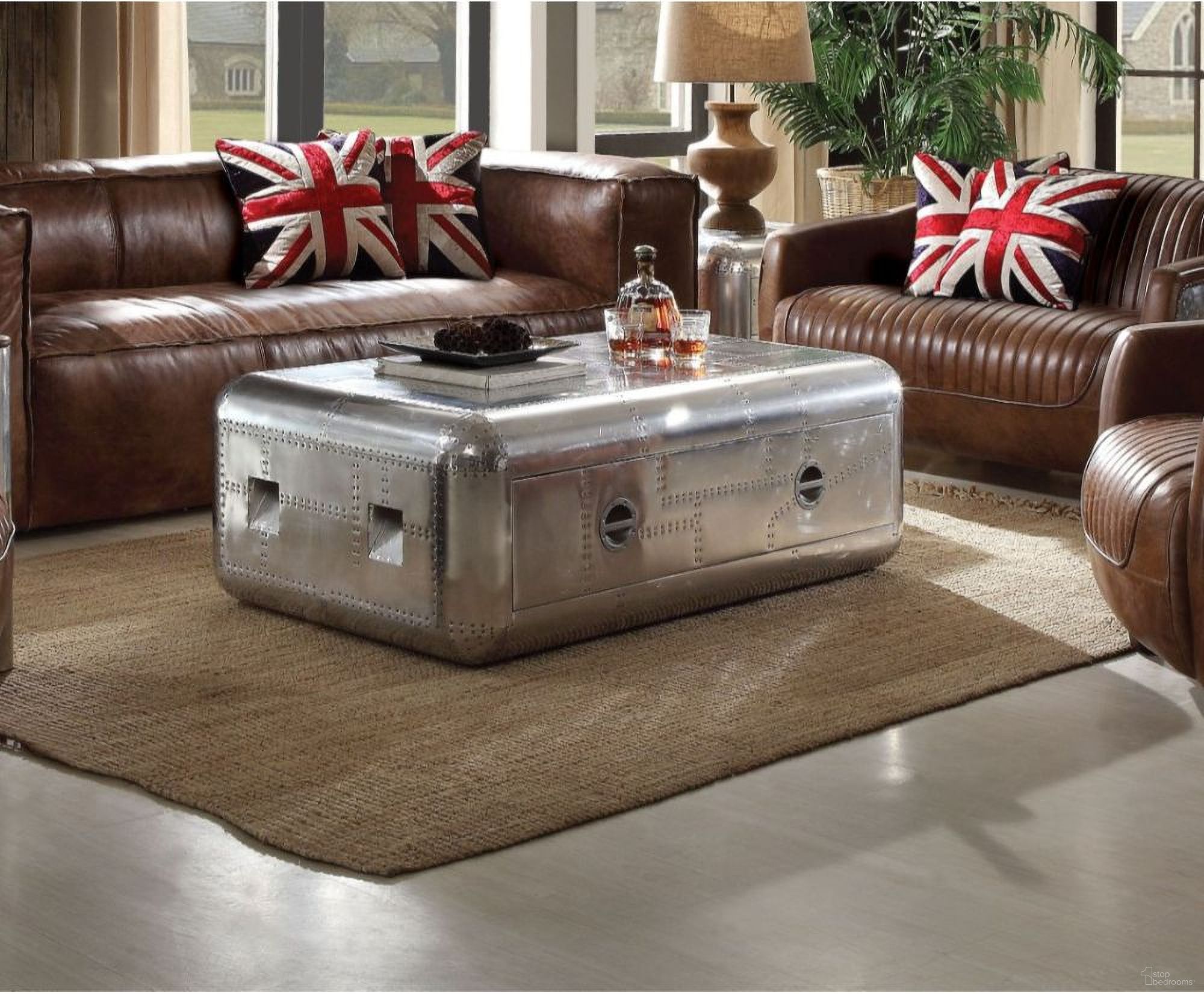 The appearance of Brancaster Aluminum Coffee Table designed by ACME in the industrial interior design. This silver piece of furniture  was selected by 1StopBedrooms from Brancaster Collection to add a touch of cosiness and style into your home. Sku: 82180. Material: Metal.