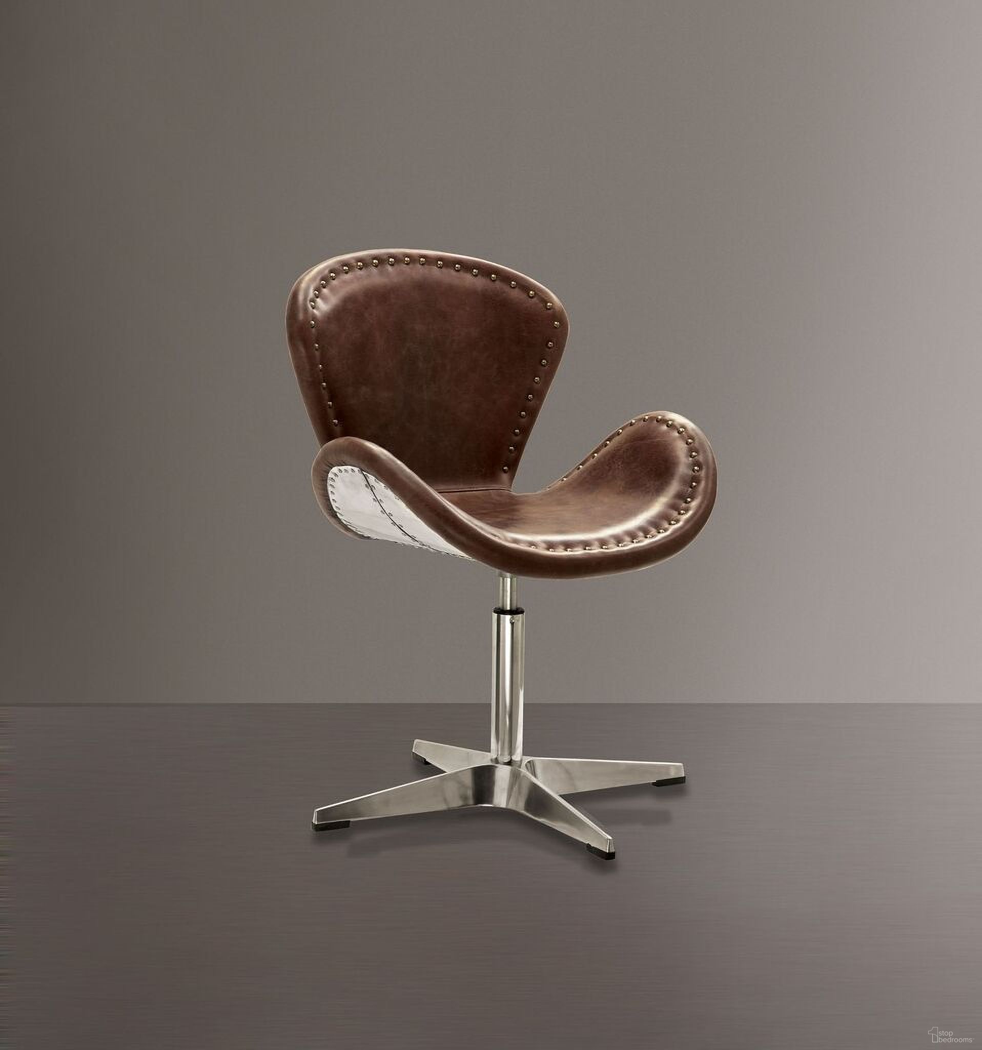 The appearance of Brancaster Retro Brown Leather Nailhead Swivel Accent Chair designed by ACME in the industrial interior design. This brown piece of furniture was selected by 1StopBedrooms from Brancaster Collection to add a touch of cosiness and style into your home. Sku: 96554. Material: Leather. Key Features: Nailhead Trim.
