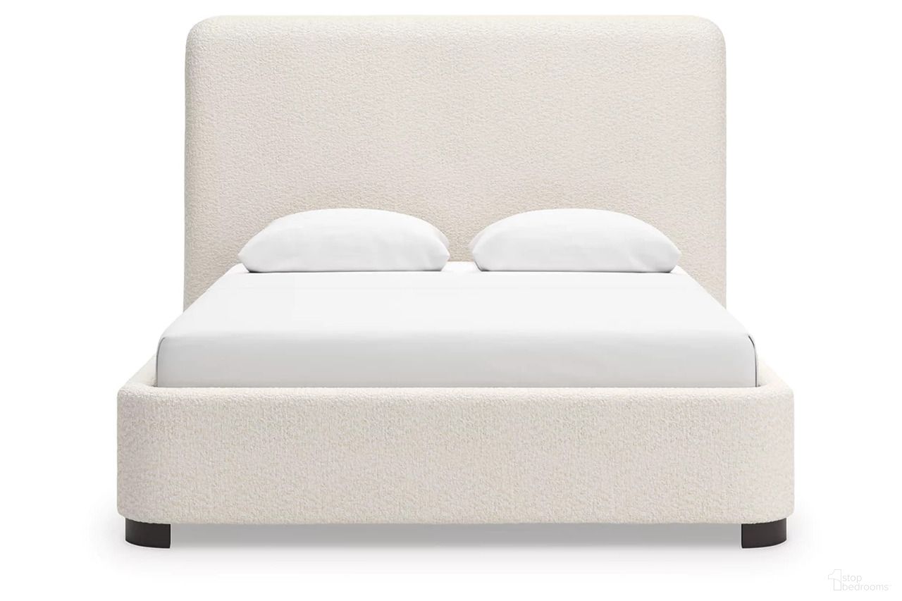 The appearance of Brandinlane Queen Upholstered Bed In Beige designed by Signature Design by Ashley in the transitional interior design. This beige piece of furniture was selected by 1StopBedrooms from Brandinlane Collection to add a touch of cosiness and style into your home. Sku: NCB401-81. Material: Fabric. Bed Size: Queen. Bed Type: Upholstered Bed.
