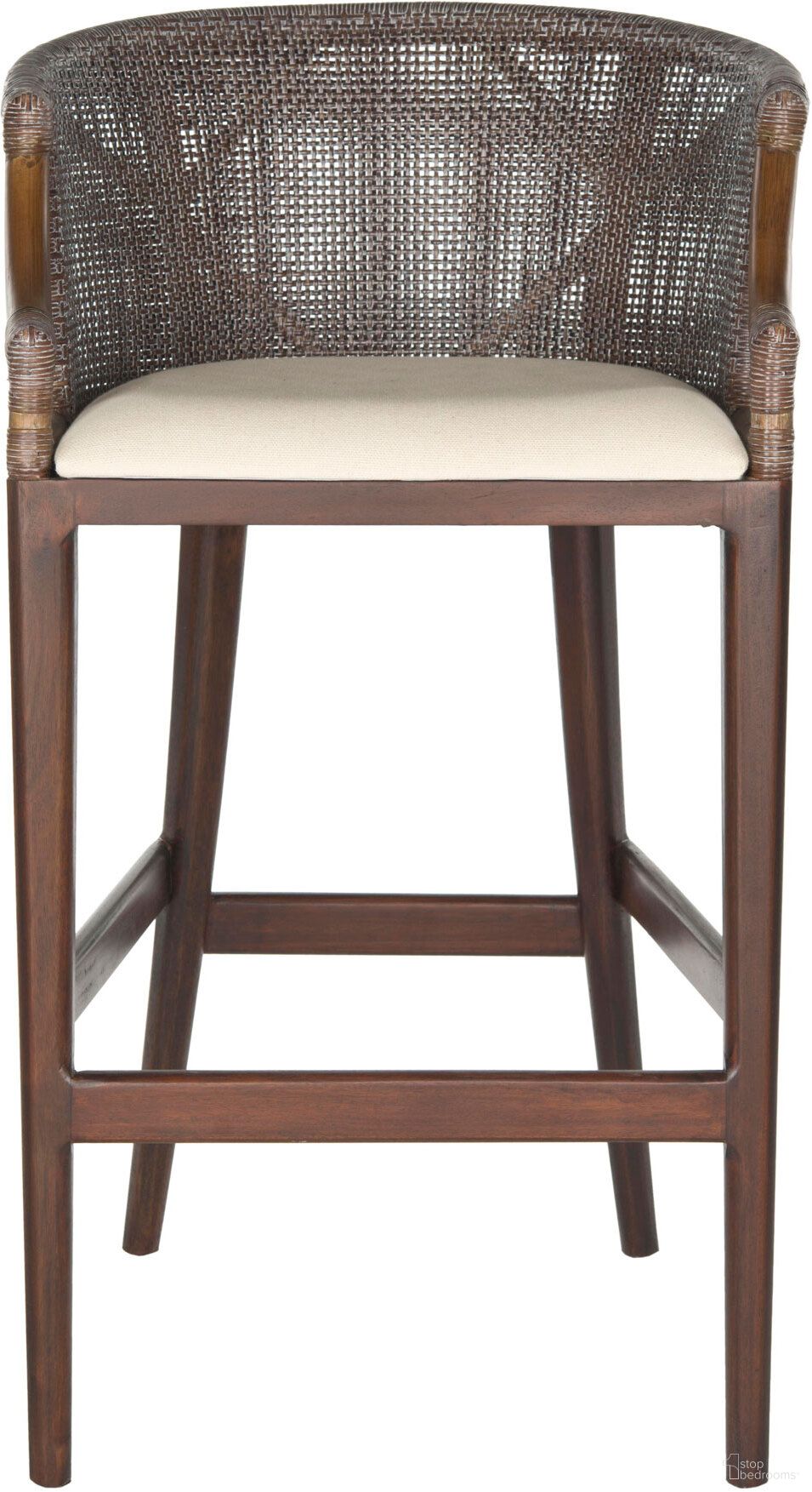 The appearance of Brando Brown Bar Stool with White Seat designed by Safavieh in the modern / contemporary interior design. This white and brown piece of furniture  was selected by 1StopBedrooms from Brando Collection to add a touch of cosiness and style into your home. Sku: SEA4014B. Material: Mahogany.