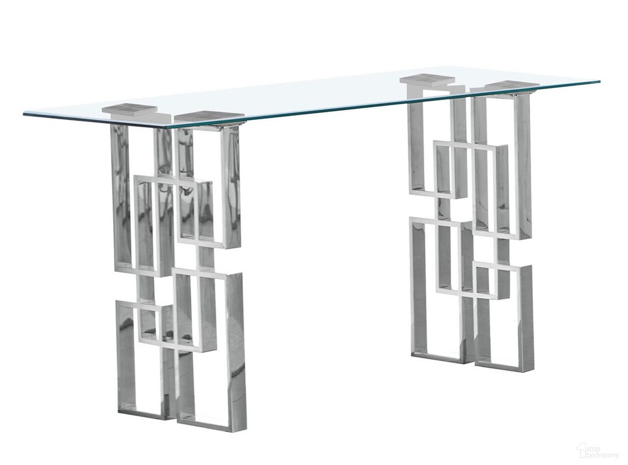 The appearance of Brandon Modern Console Table In 10mm Clear Tempered Glass and Silver Stainless Steel designed by Best Quality Furniture in the modern / contemporary interior design. This silver and glass piece of furniture was selected by 1StopBedrooms from Brandon Collection to add a touch of cosiness and style into your home. Sku: CT235. Material: Stainless Steel.