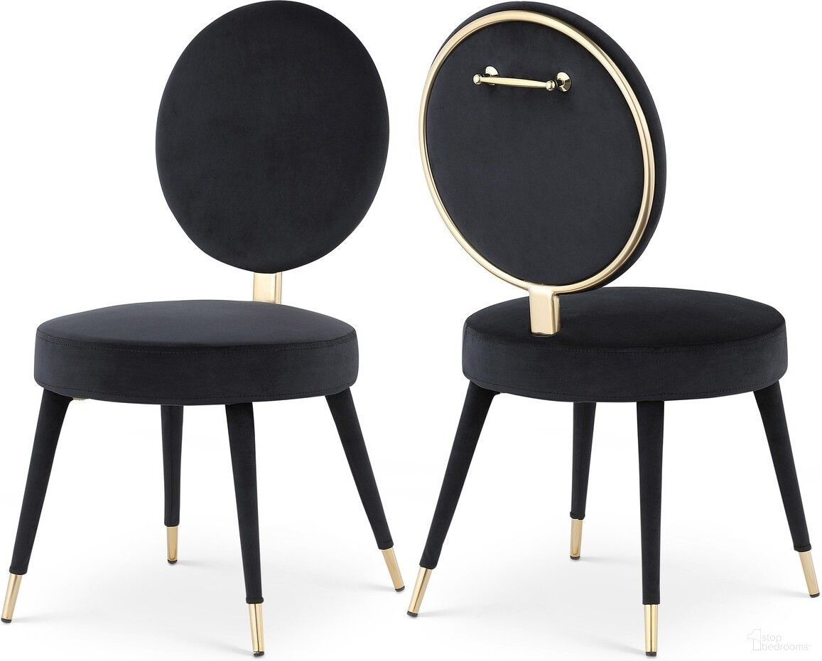 Brandy Velvet Dining Chair Set of 2 In Black