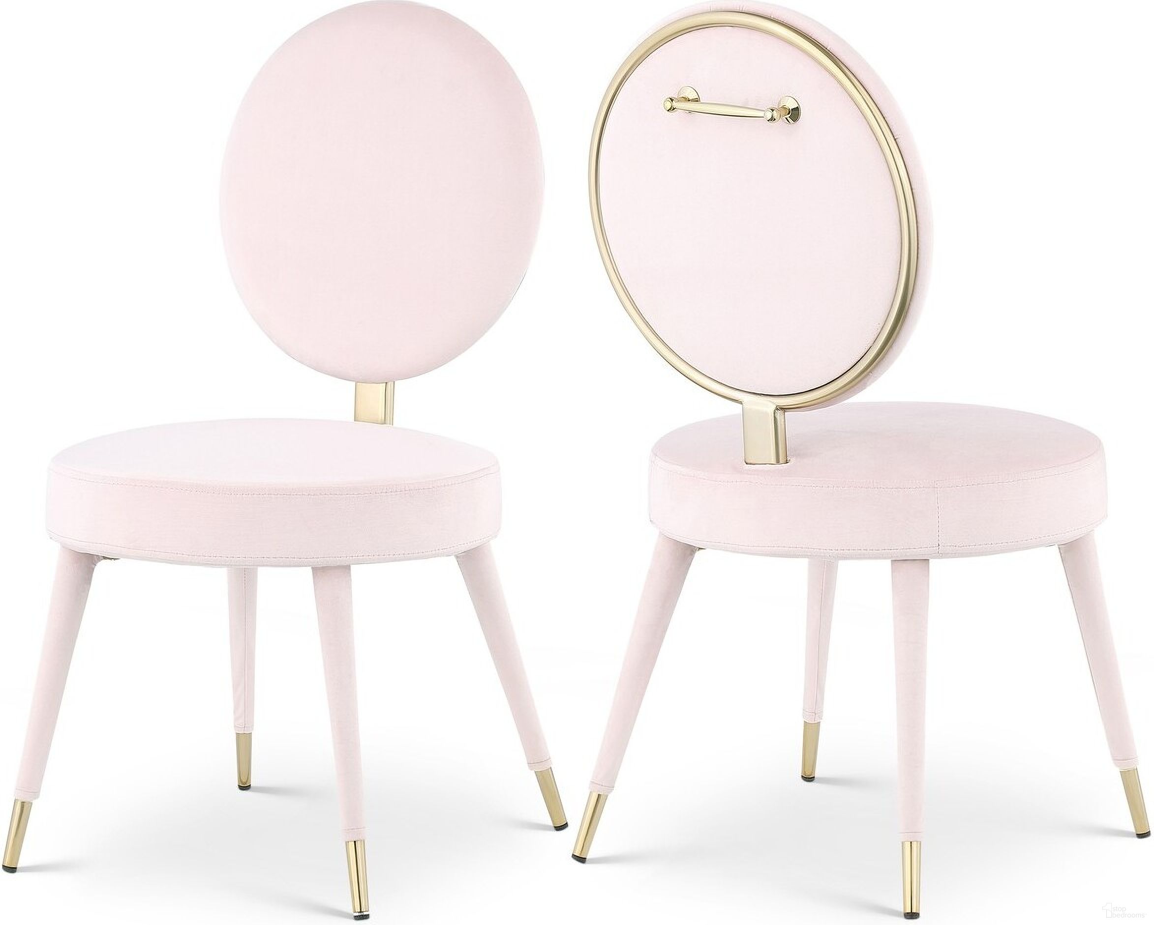 The appearance of Brandy Velvet Dining Chair Set of 2 In Pink designed by Meridian in the modern / contemporary interior design. This pink piece of furniture was selected by 1StopBedrooms from Brandy Collection to add a touch of cosiness and style into your home. Sku: 580Pink-C. Material: Velvet. Chair Type: Side Chair.