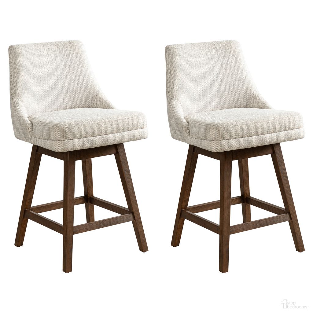 Branson 26 Inch Counter Height Swivel Barstool Set of 2 In Beige and Brown