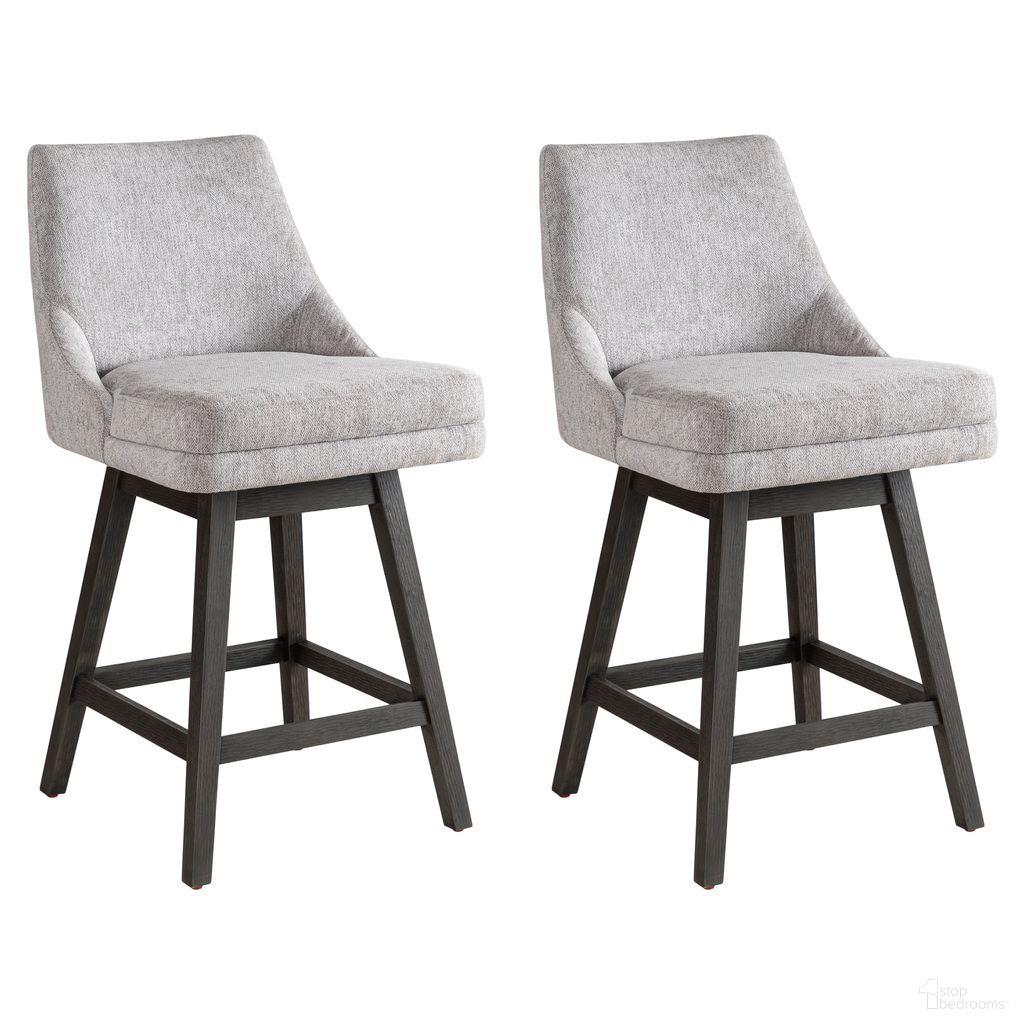 The appearance of Branson 26 Inch Counter Height Swivel Barstool Set of 2 In Gray designed by Armen Living in the modern / contemporary interior design. This gray piece of furniture  was selected by 1StopBedrooms from Branson Collection to add a touch of cosiness and style into your home. Sku: LCBRBAGRYMO26;LCBRBAGRYMO26. Material: Polyester.