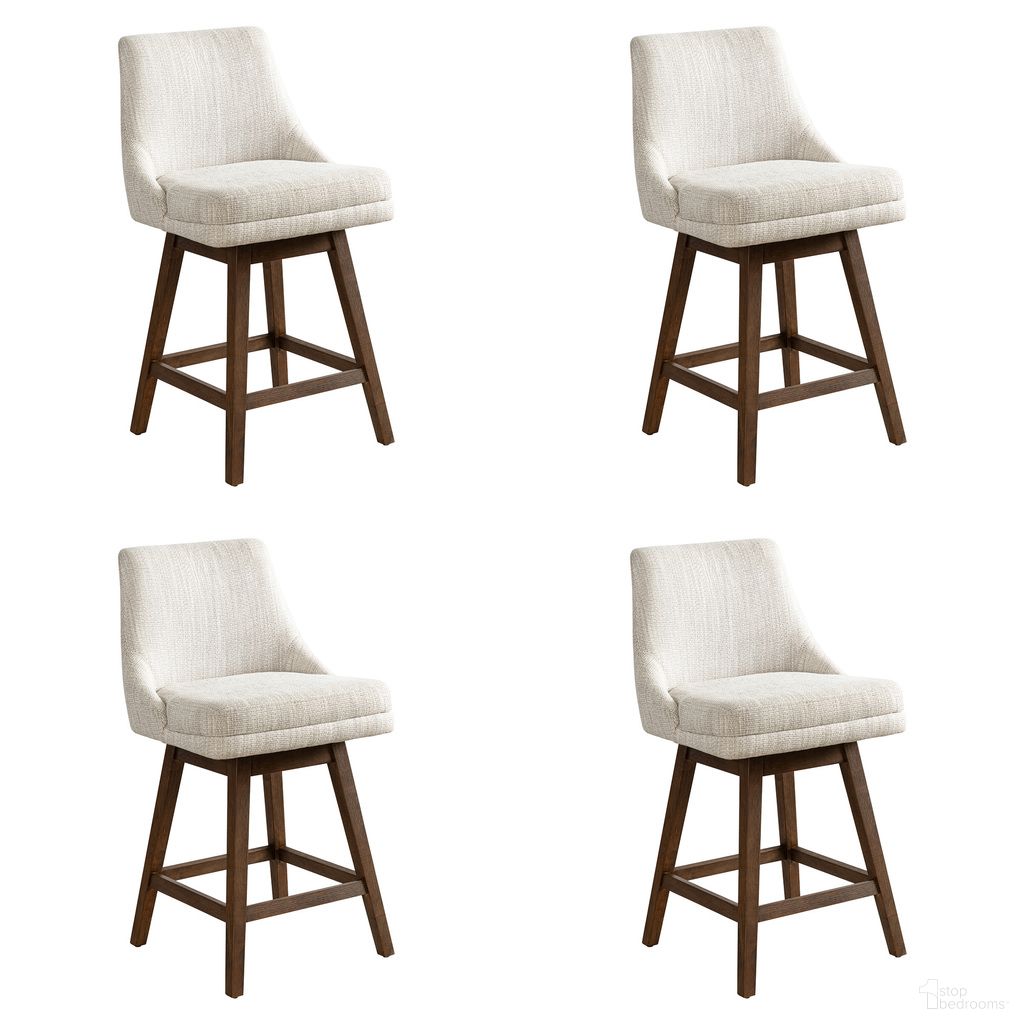 Branson 26 Inch Counter Height Swivel Barstool Set of 4 In Beige and Brown