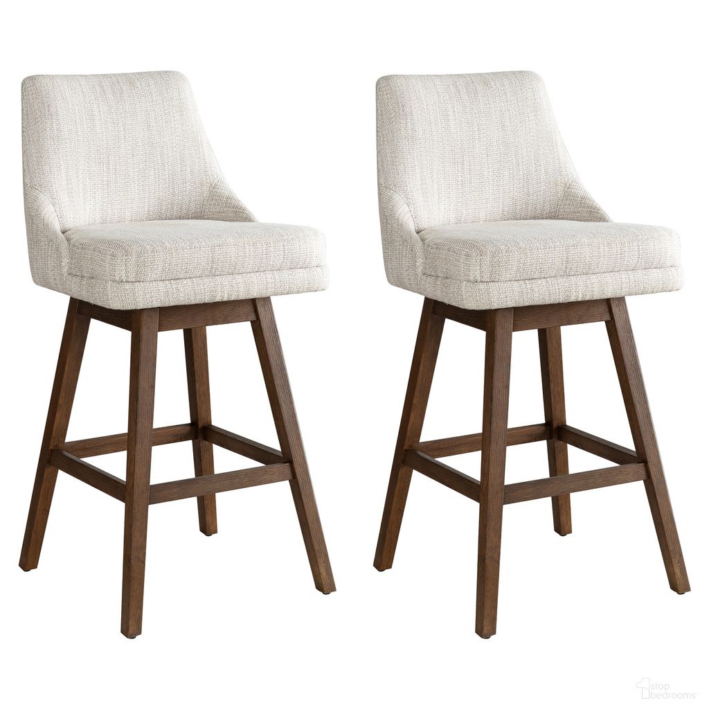 Branson 30 Inch Bar Height Swivel Barstool Set of 2 In Beige and Brown