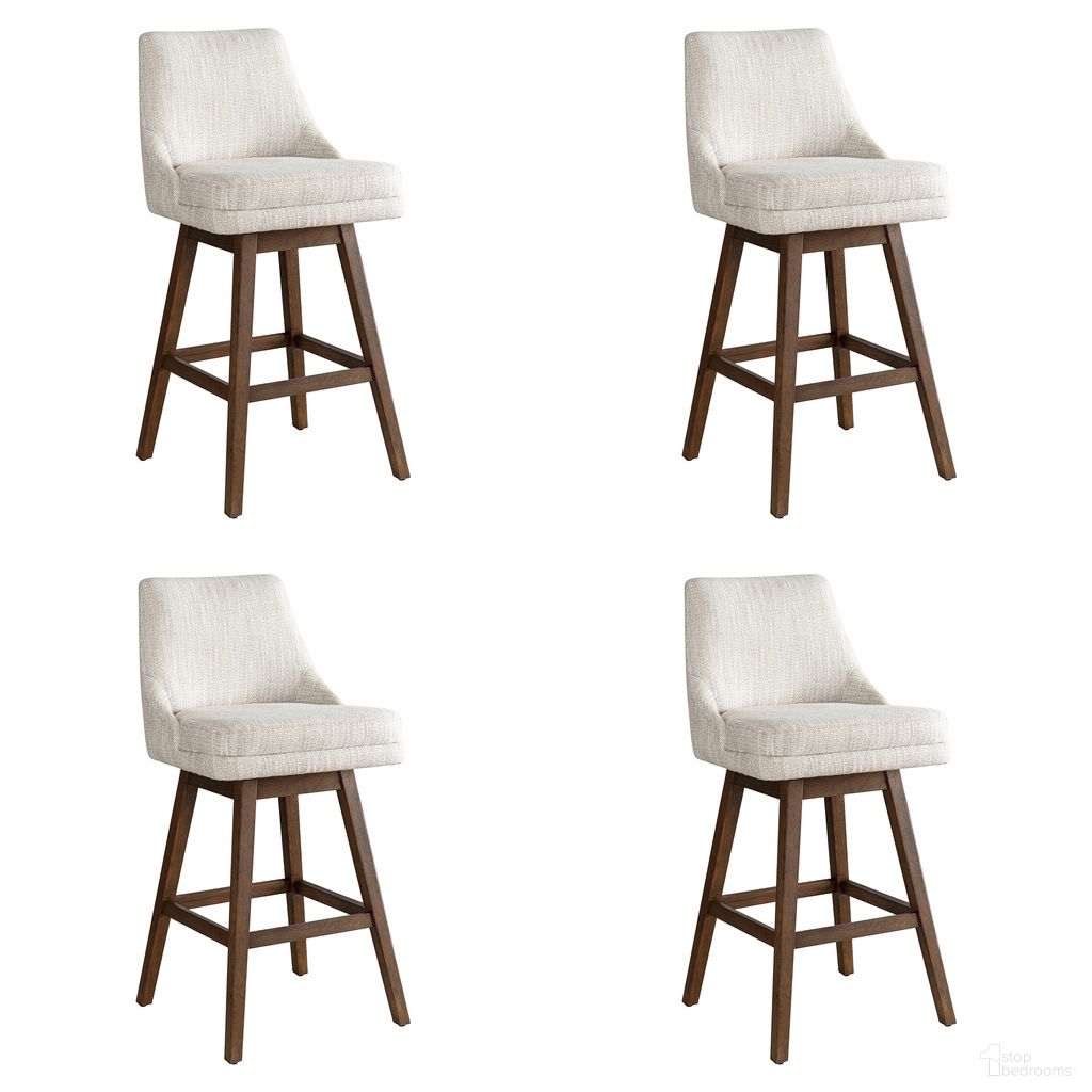 Branson 30 Inch Bar Height Swivel Barstool Set of 4 In Beige and Brown